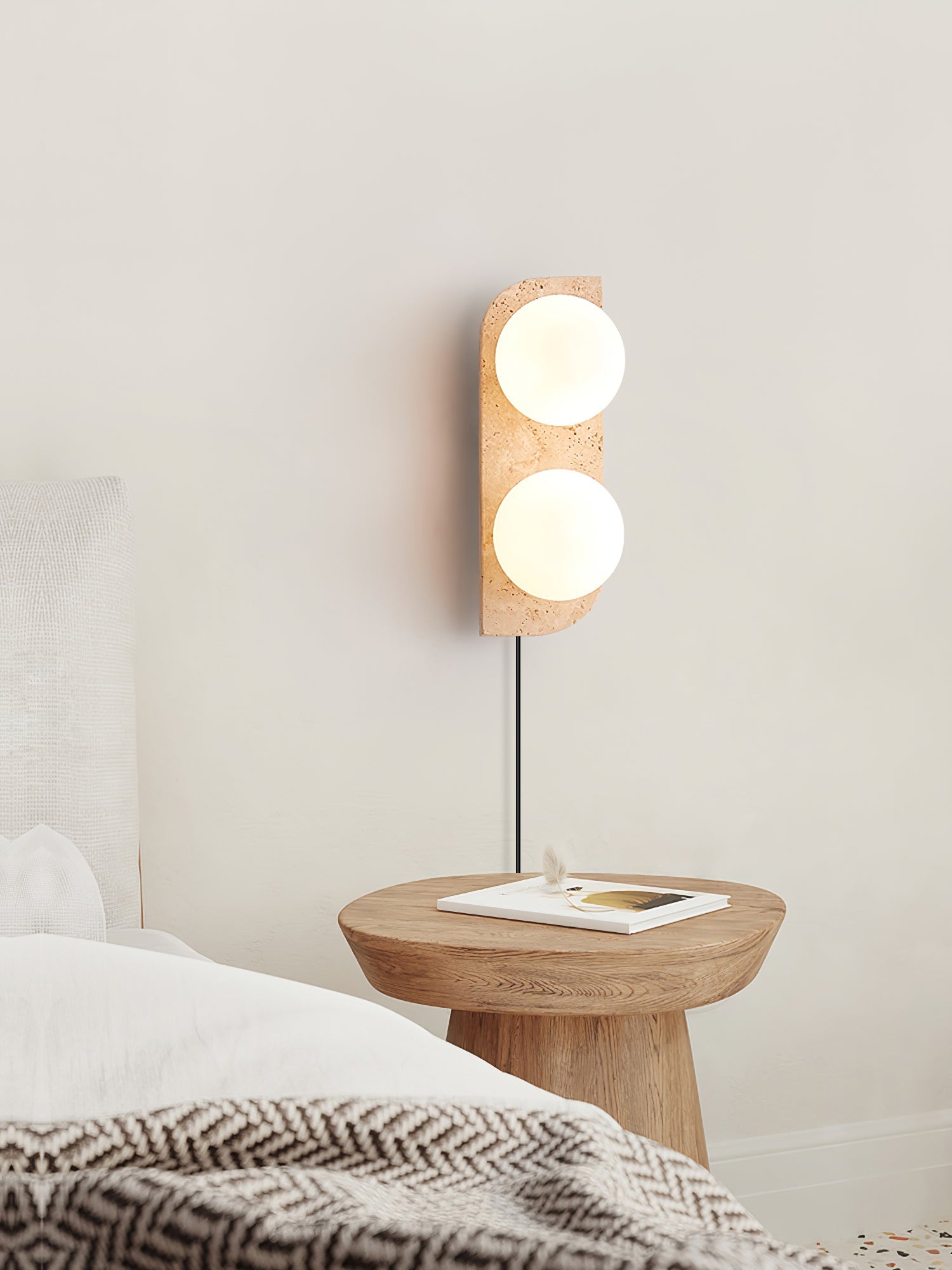Zophaor Minimalist Travertine Plug-In Wall Light - Blowlighting