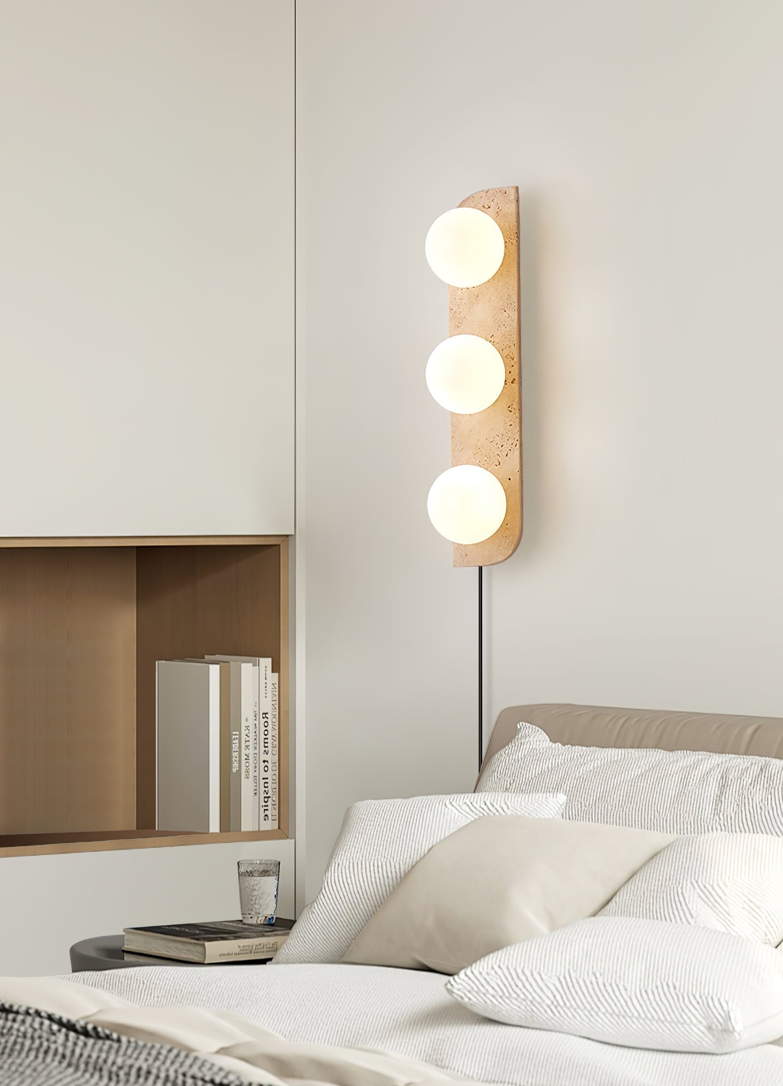 Zophaor Minimalist Travertine Plug-In Wall Light - Blowlighting