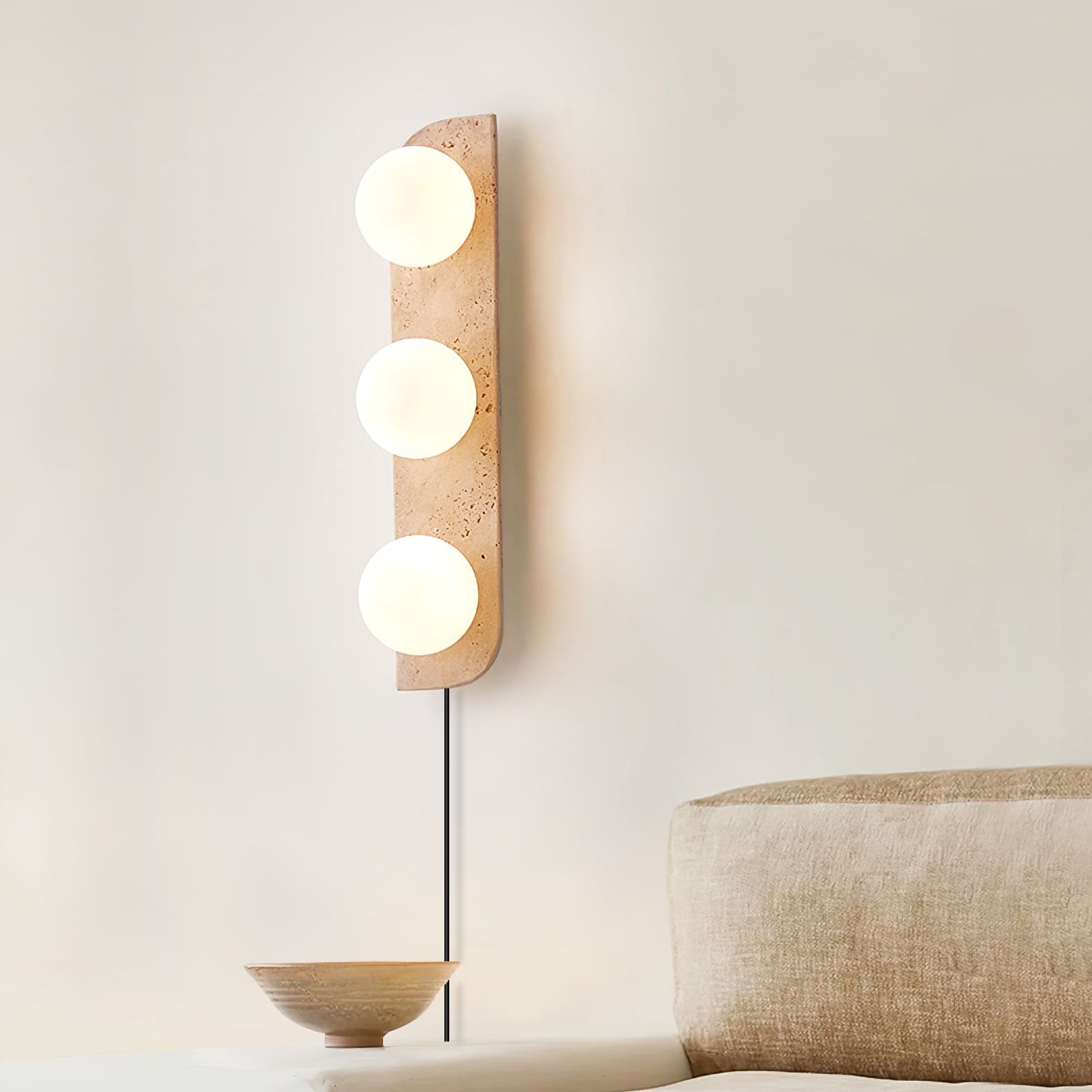 Zophaor Minimalist Travertine Plug-In Wall Light - Blowlighting