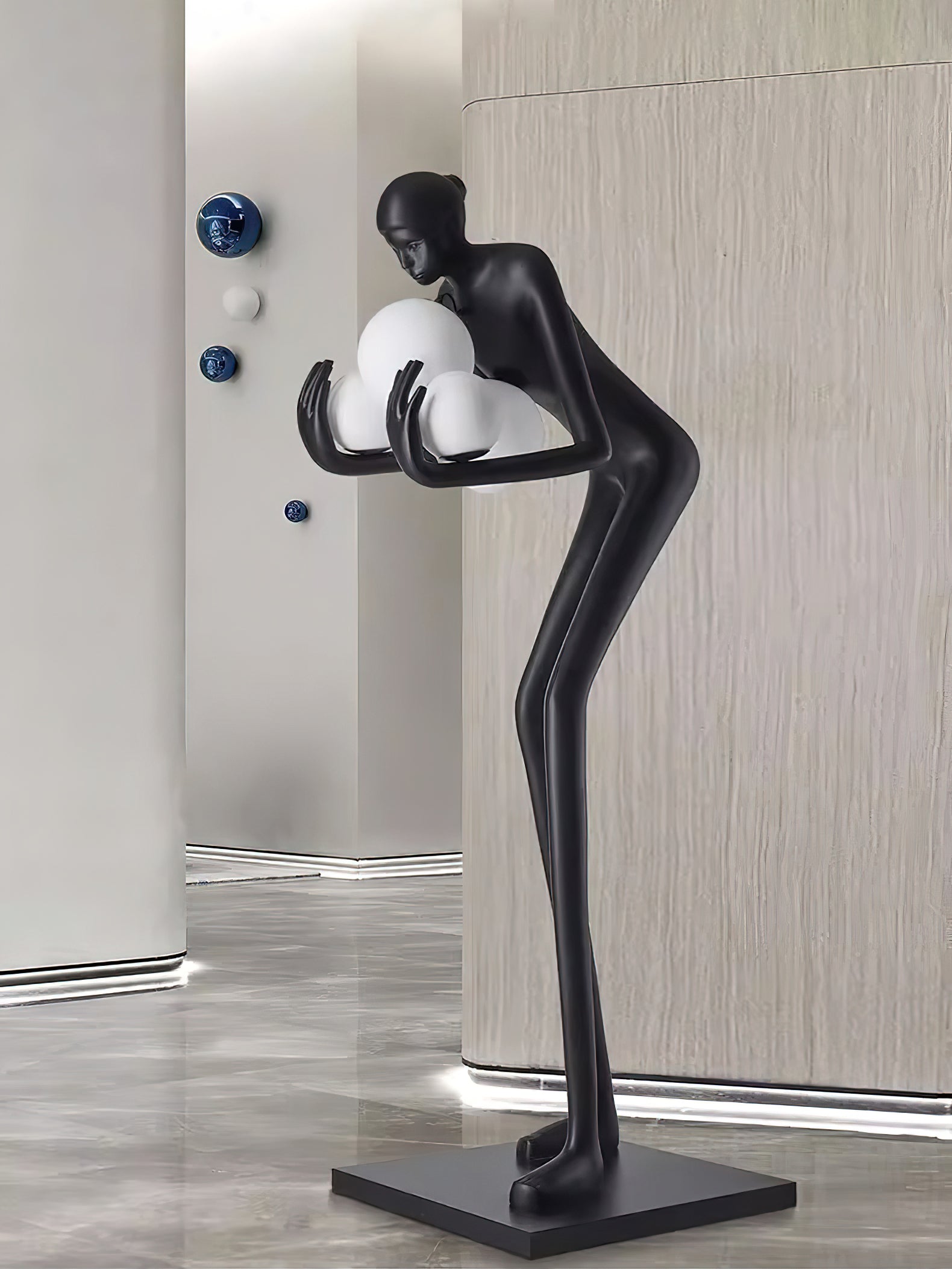 Nyxara Embracing Black Metal Floor Lamp - Blowlighting