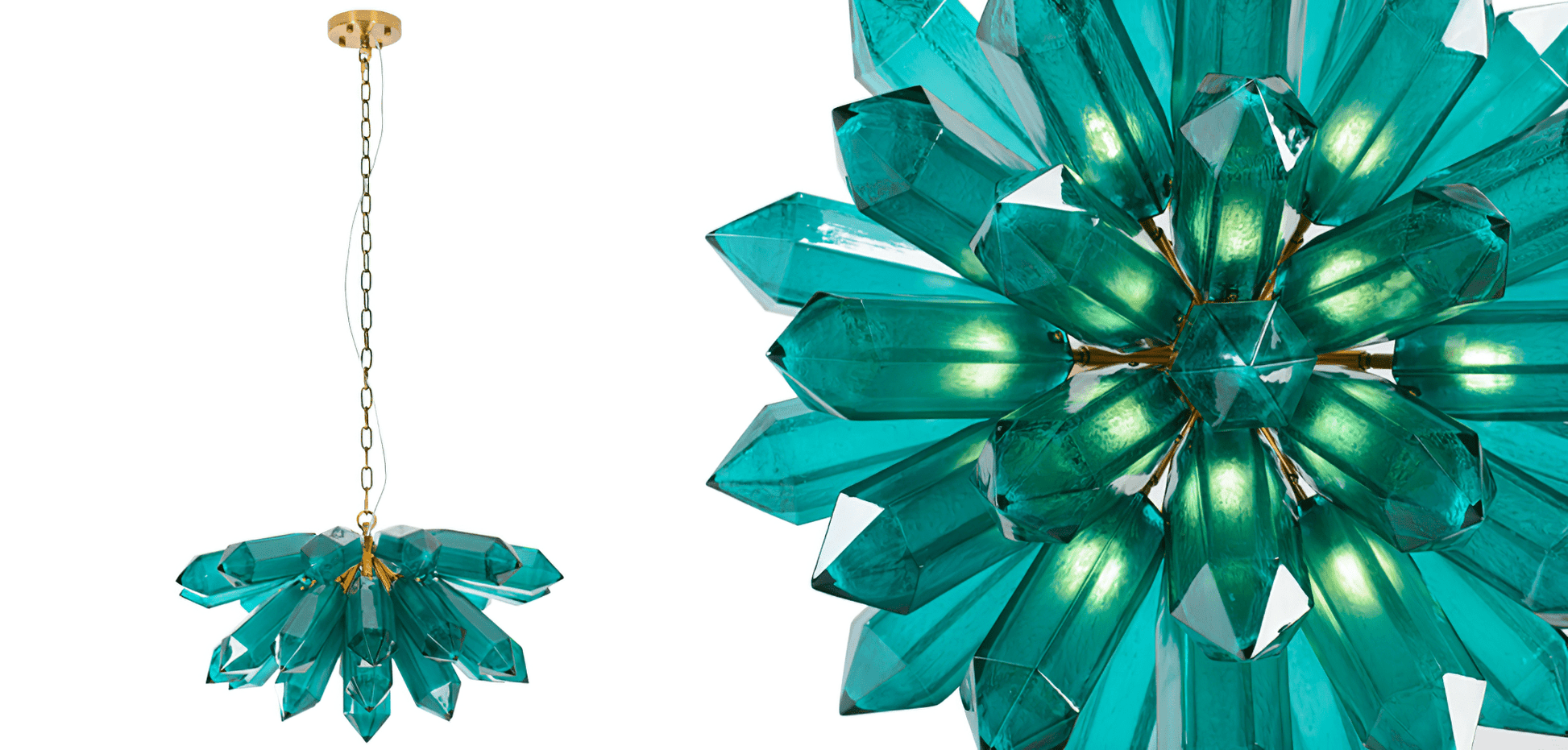 Aurora Chandelier Emerald Crystal Starburst Gold - Blowlighting