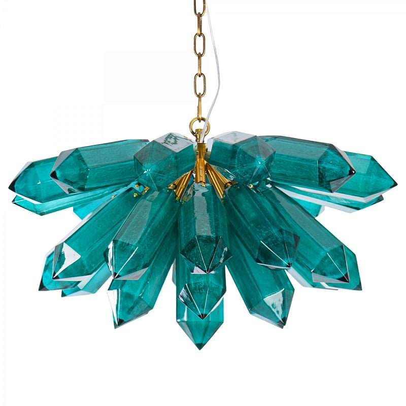 Aurora Chandelier Emerald Crystal Starburst Gold - Blowlighting