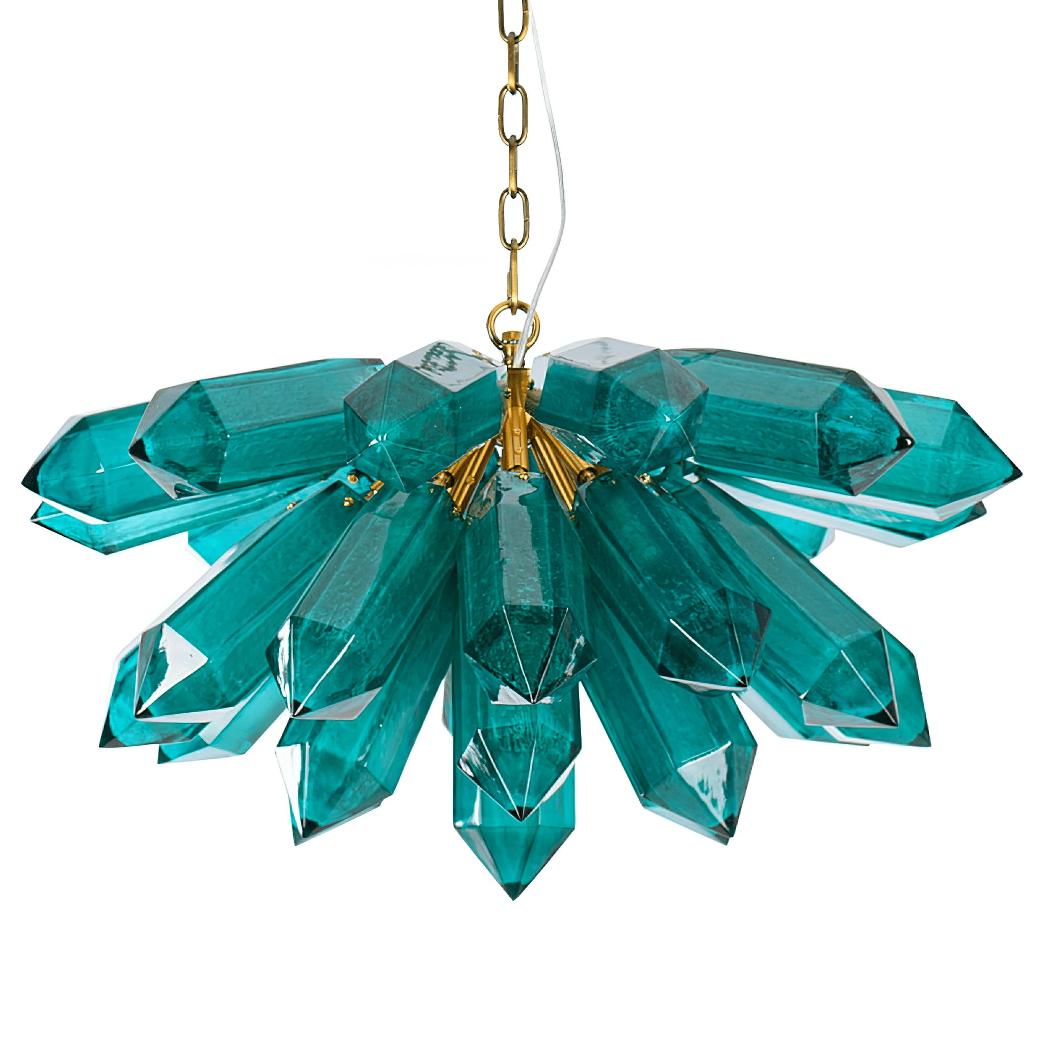 Aurora Chandelier Emerald Crystal Starburst Gold - Blowlighting
