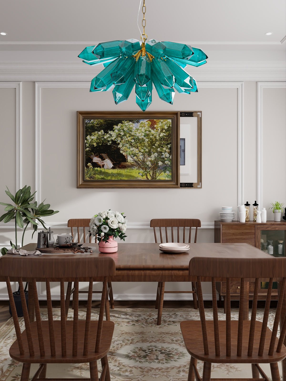 Aurora Chandelier Emerald Crystal Starburst Gold - Blowlighting