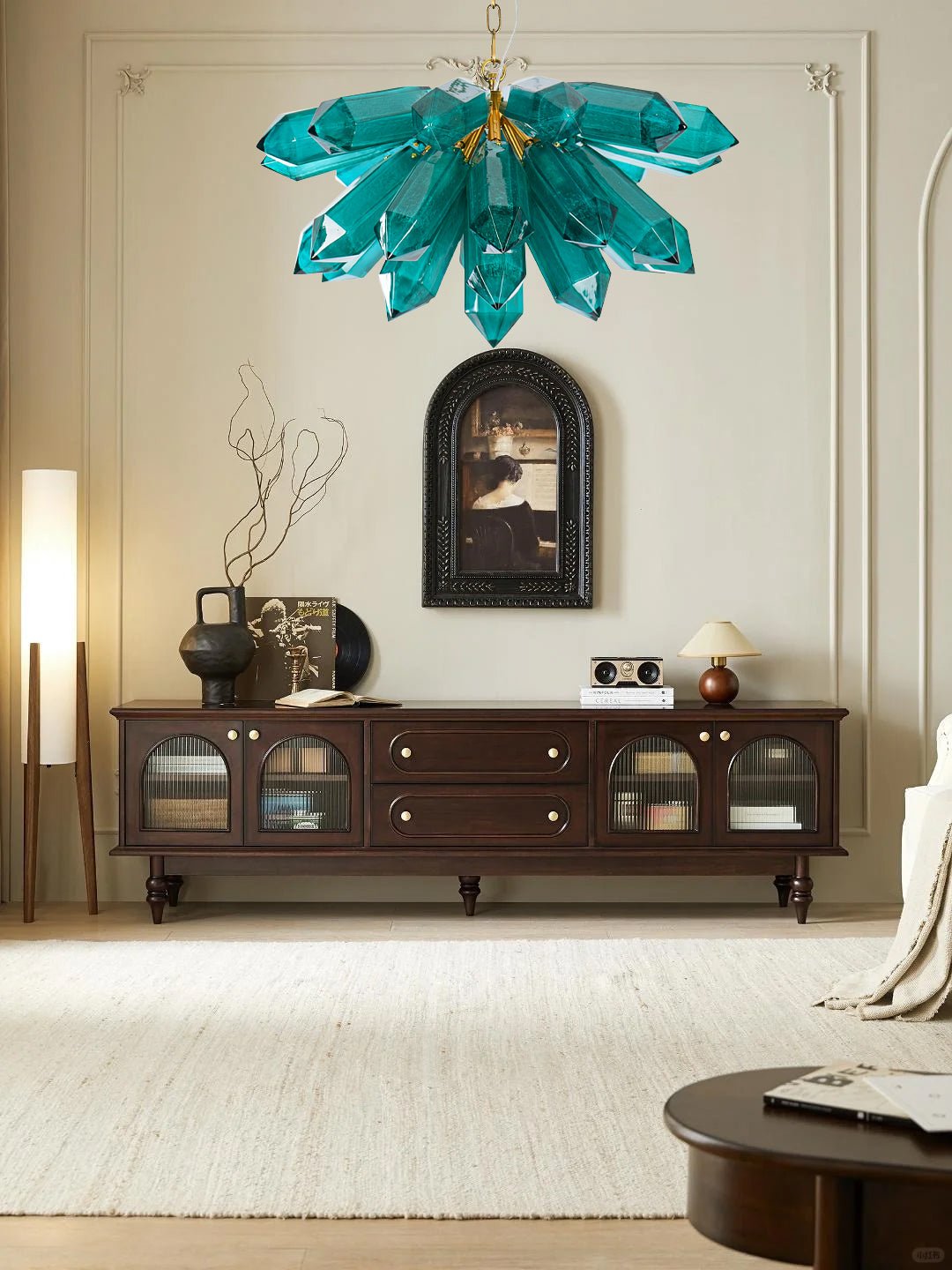 Aurora Chandelier Emerald Crystal Starburst Gold - Blowlighting