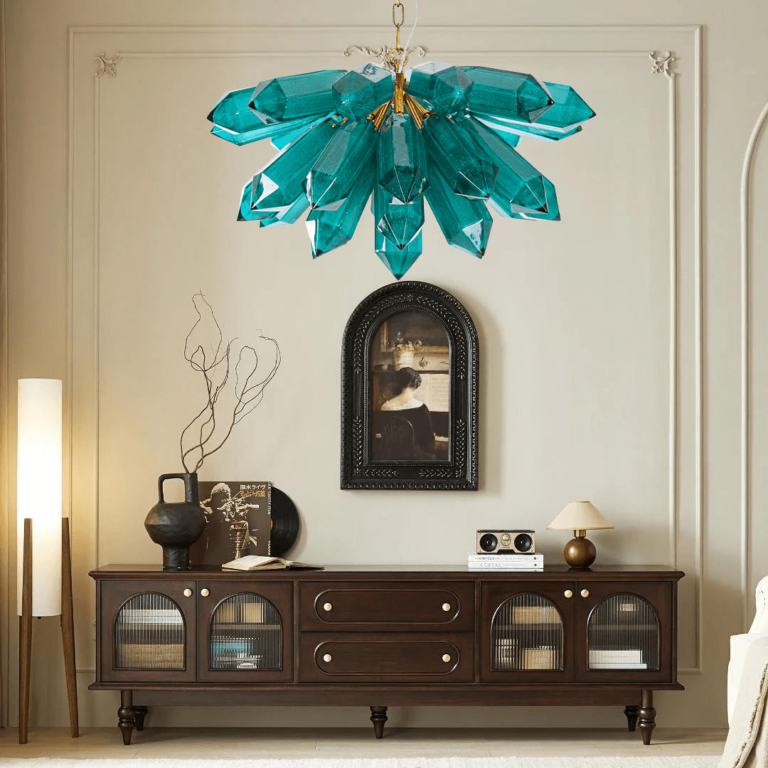 Aurora Chandelier Emerald Crystal Starburst Gold - Blowlighting