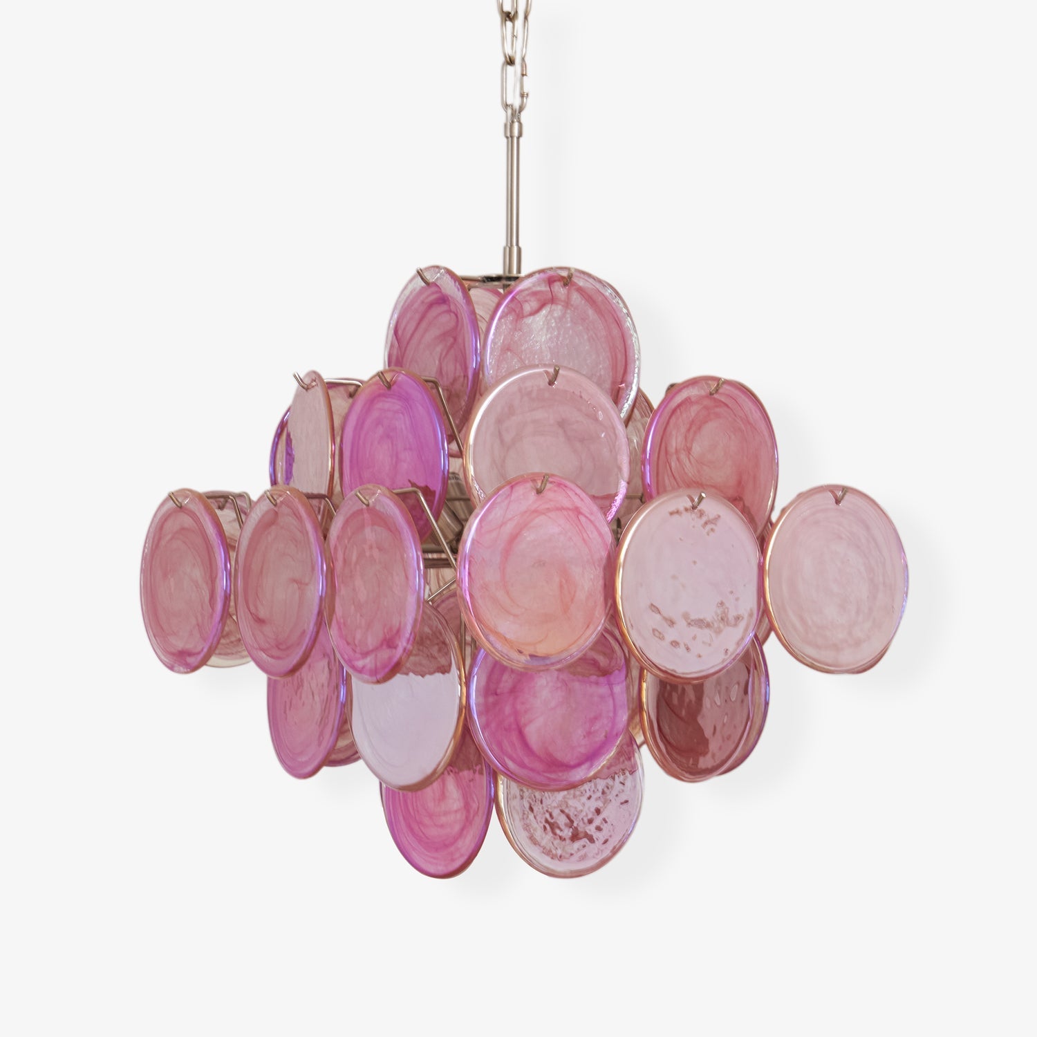 Aurora Chandelier Pink Glass Disc Layered Romantic - Blowlighting