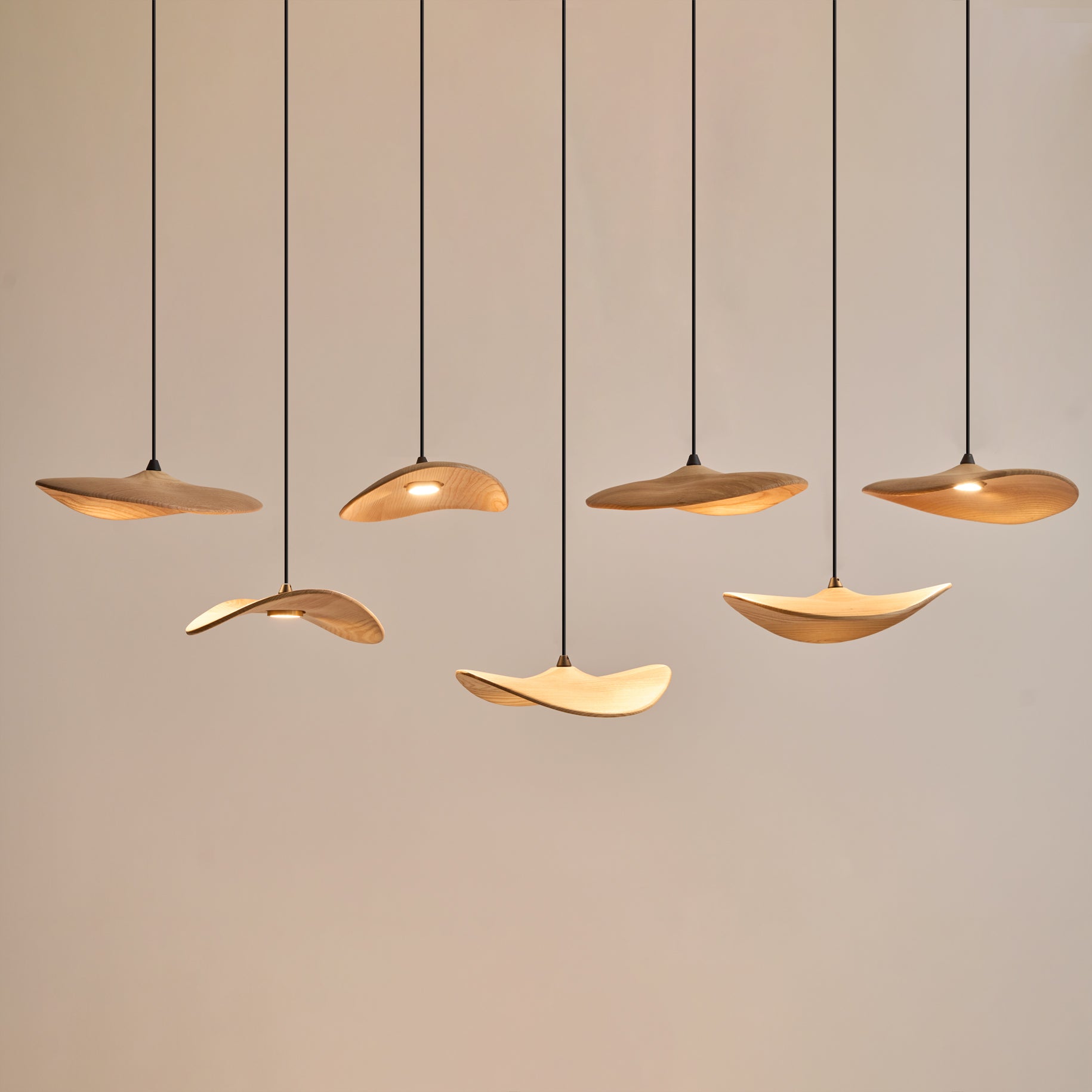 Abbott Modern Minimalist Empty Leaf Metal Wood Chandelier - Blowlighting