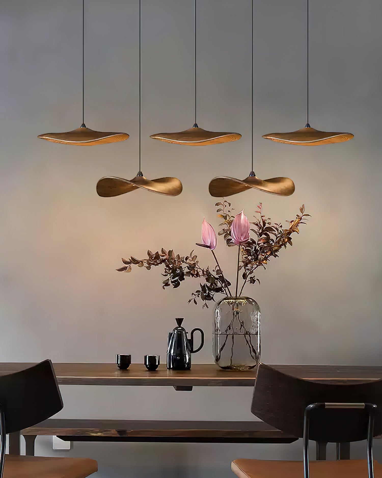 Abbott Modern Minimalist Empty Leaf Metal Wood Chandelier - Blowlighting