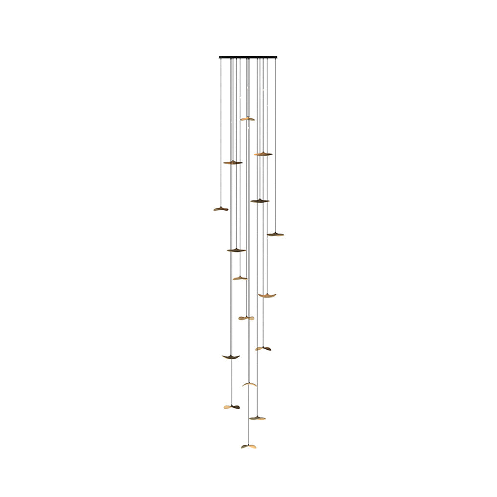 Abbott Modern Minimalist Empty Leaf Metal Wood Chandelier - Blowlighting