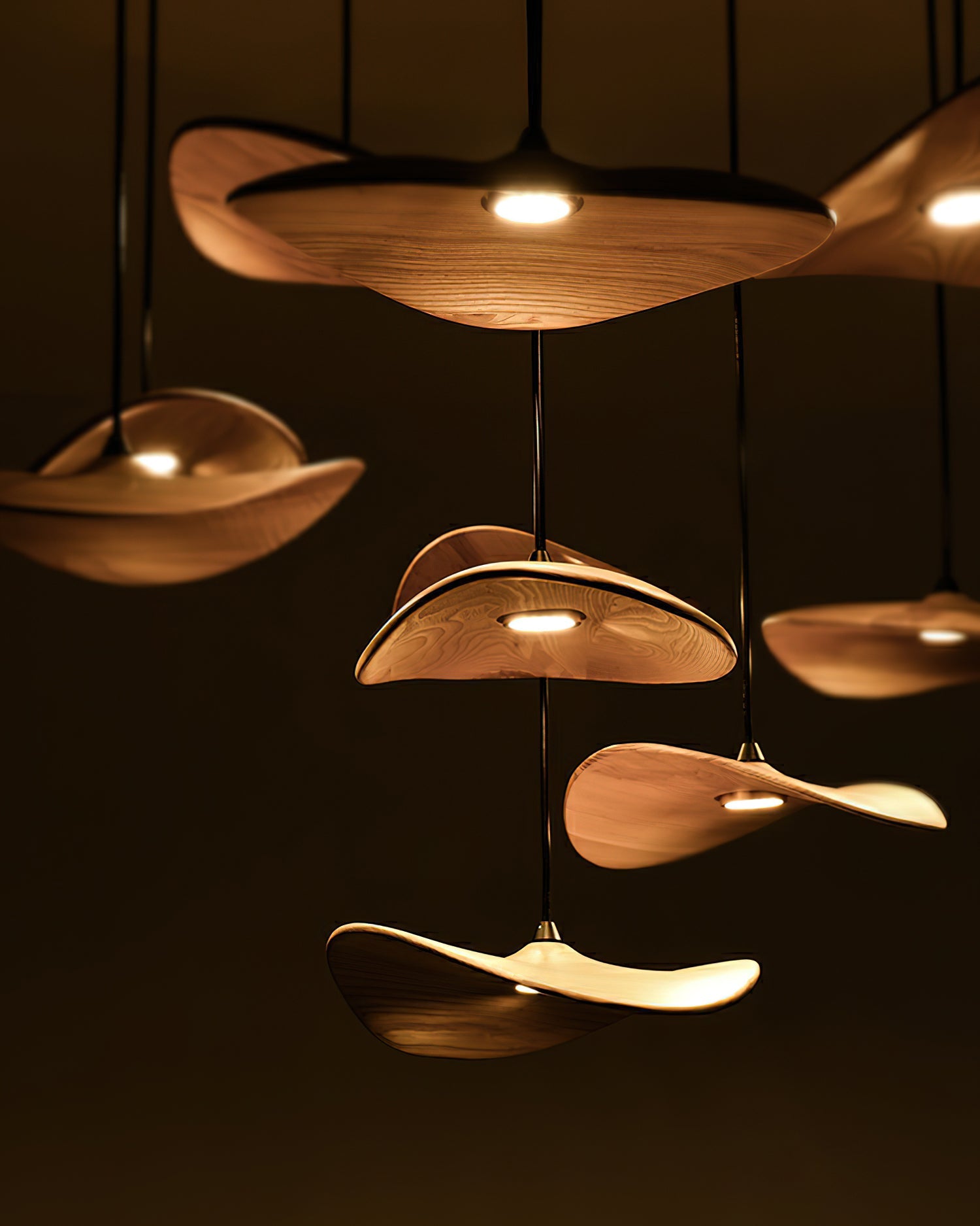 Abbott Modern Minimalist Empty Leaf Metal Wood Chandelier - Blowlighting