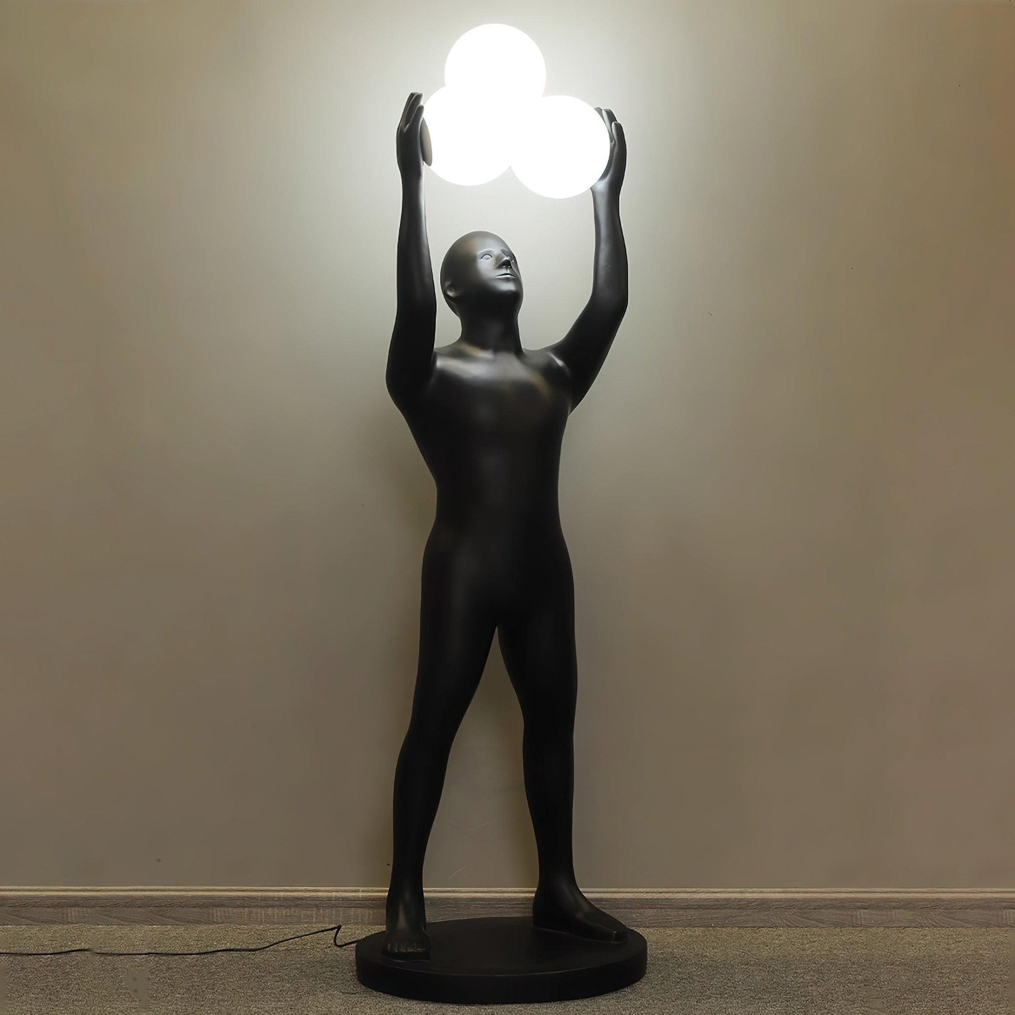 Athranis Uplifted Black Metal Sculptural Floor Lamp - Blowlighting
