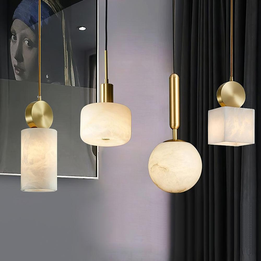 Lyrindis Cylinder Alabaster Pendant Light - Blowlighting