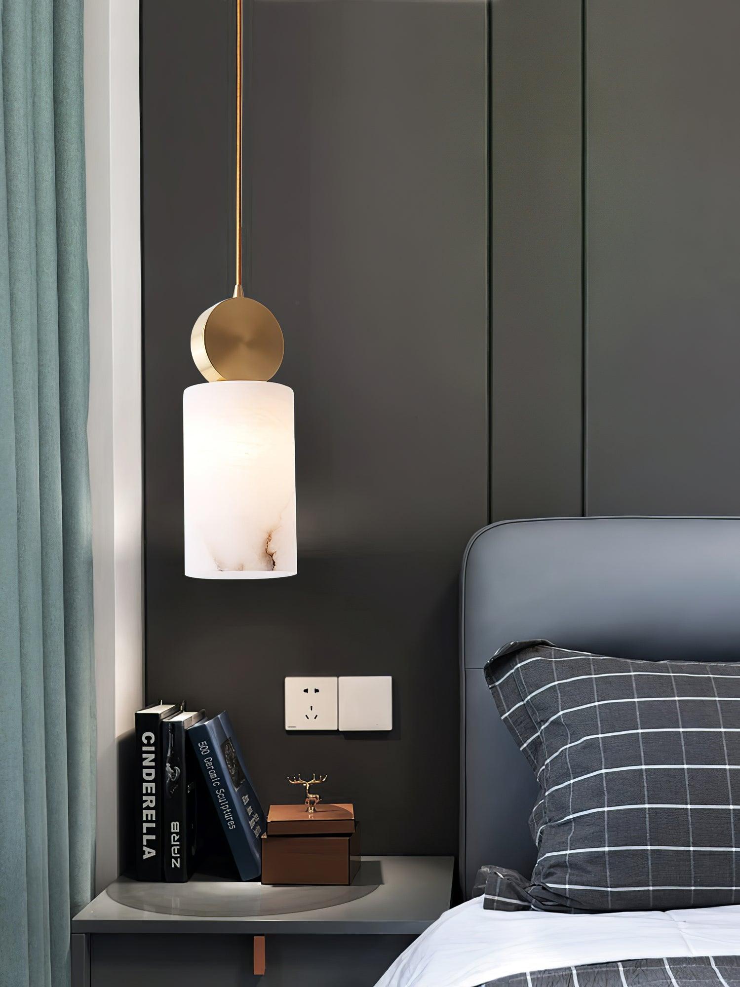Lyrindis Cylinder Alabaster Pendant Light - Blowlighting