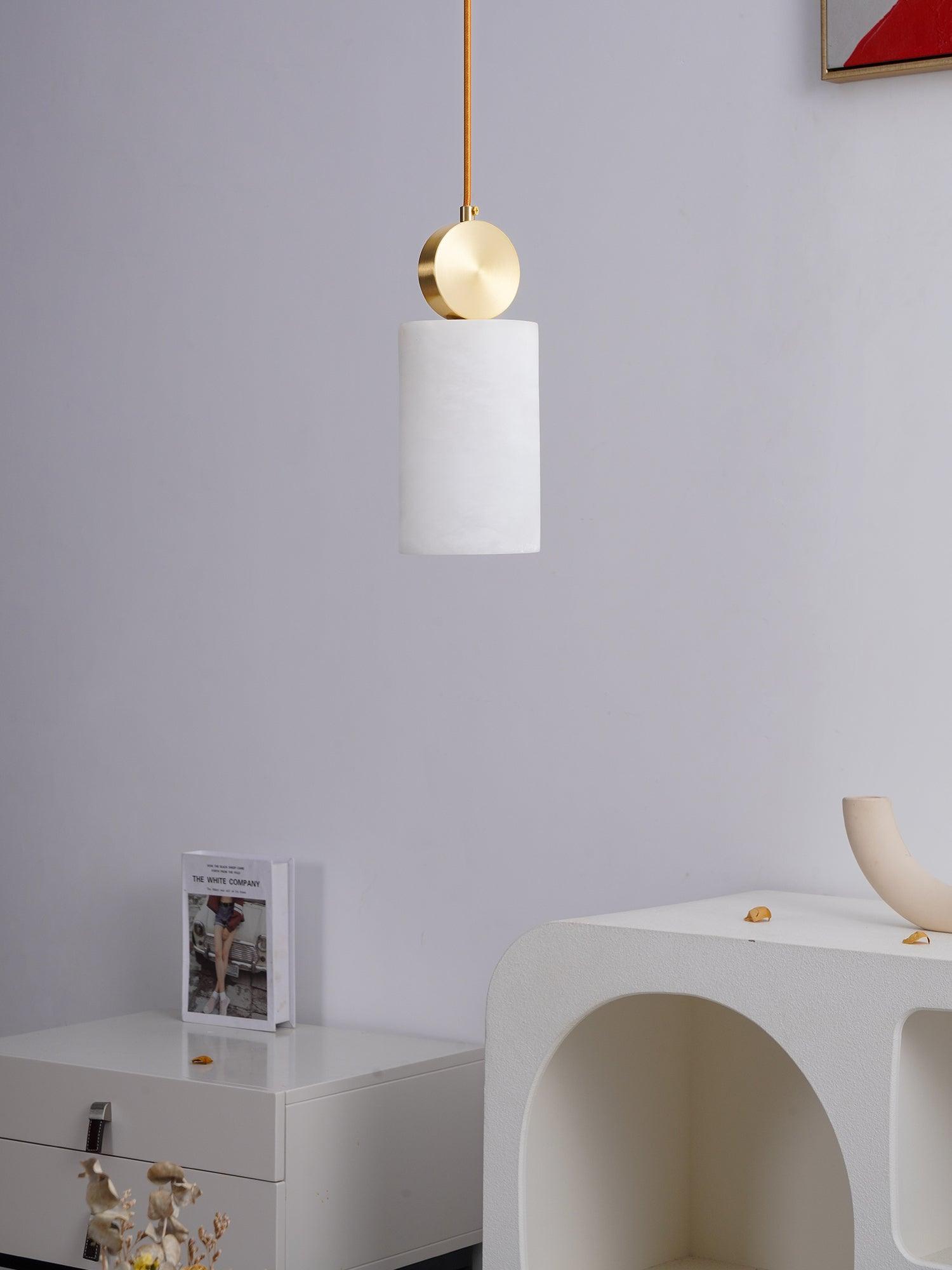 Lyrindis Cylinder Alabaster Pendant Light - Blowlighting