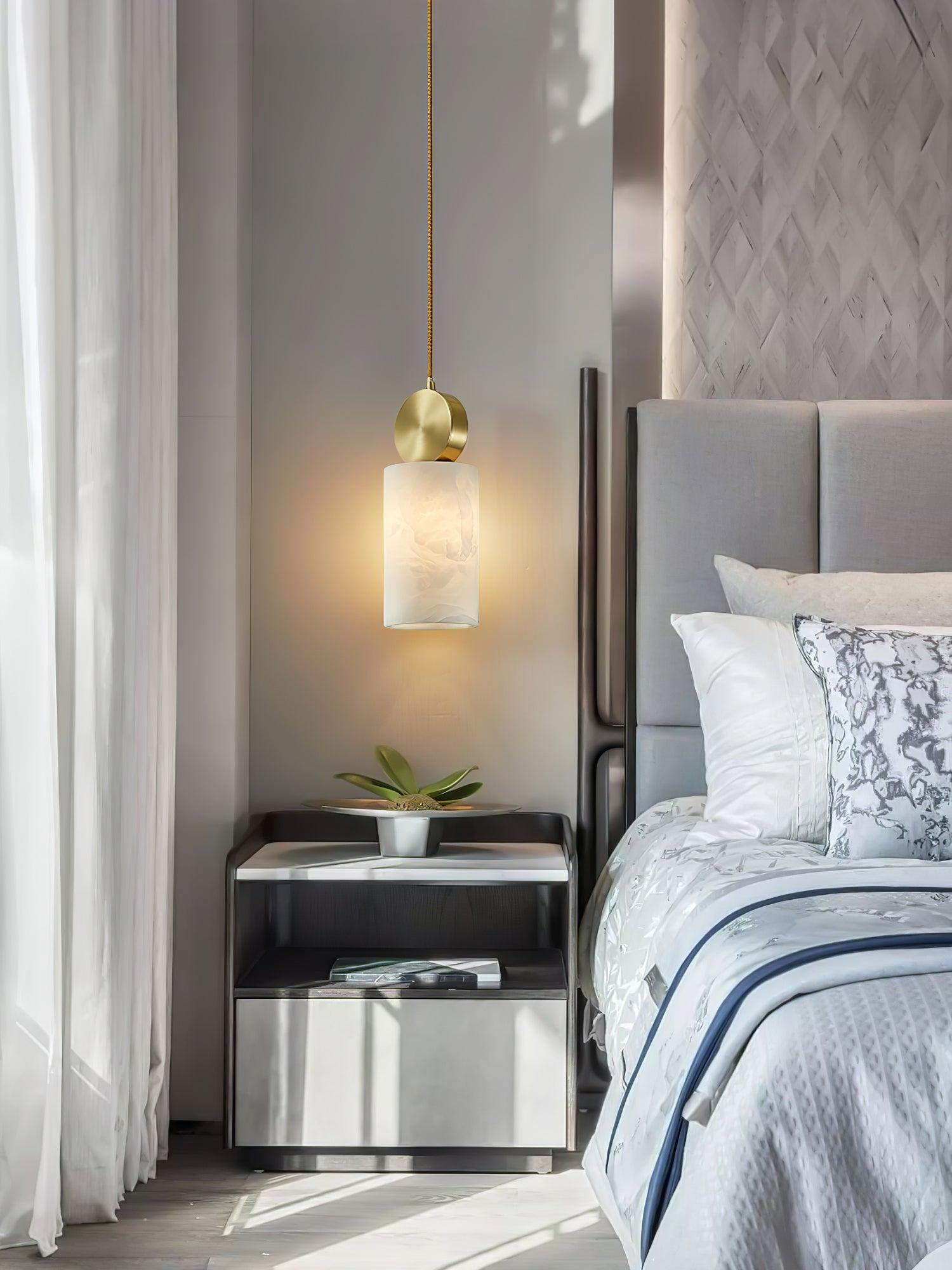 Lyrindis Cylinder Alabaster Pendant Light - Blowlighting
