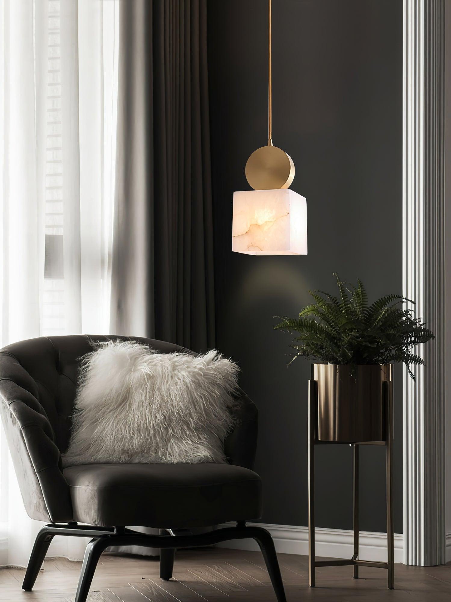 Lyrindis Cylinder Alabaster Pendant Light - Blowlighting