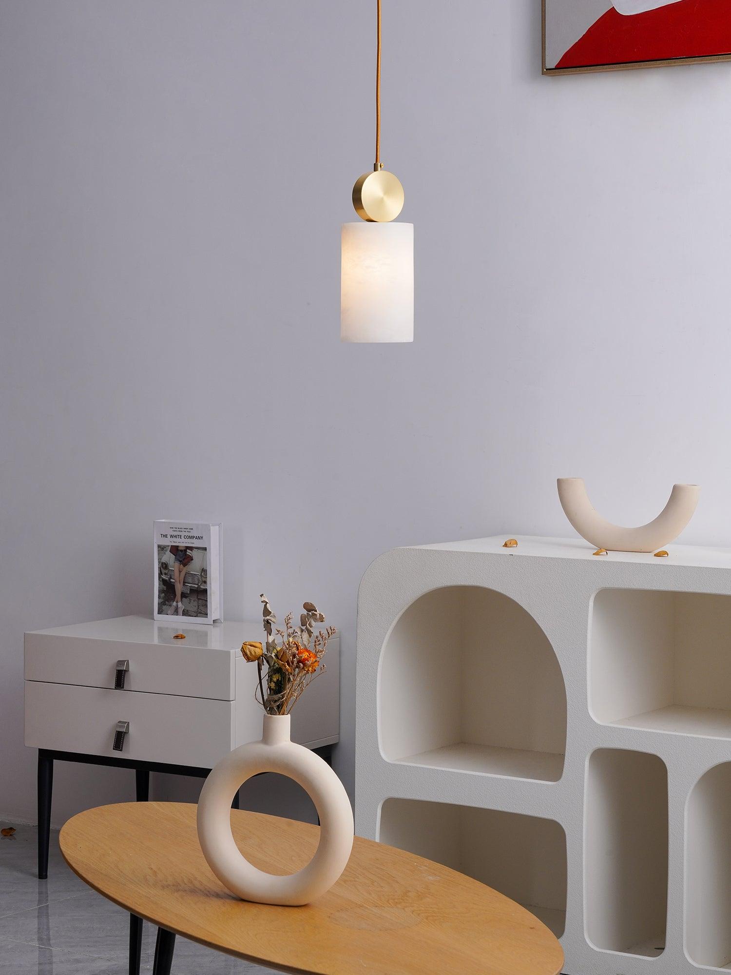 Lyrindis Cylinder Alabaster Pendant Light - Blowlighting