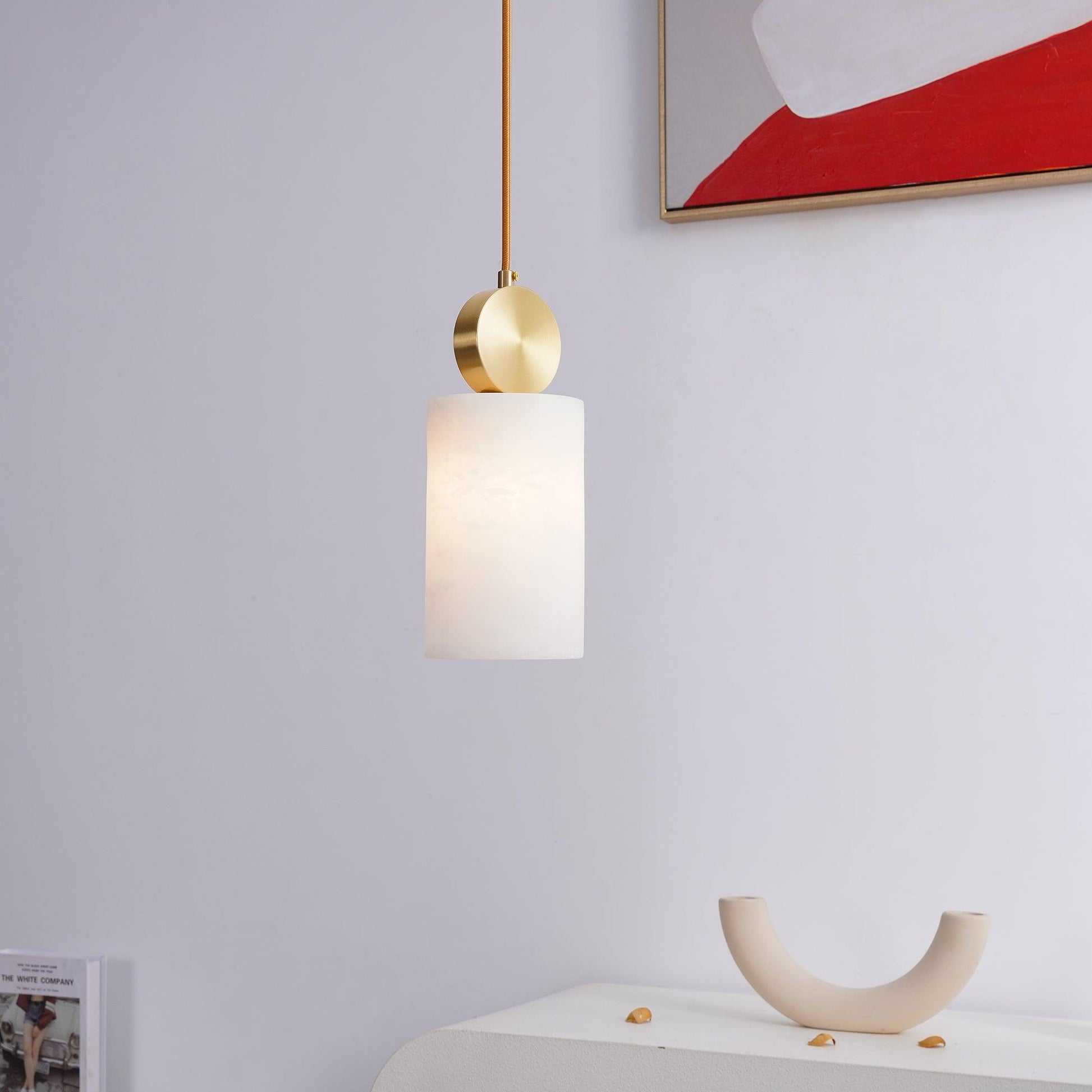 Lyrindis Cylinder Alabaster Pendant Light - Blowlighting