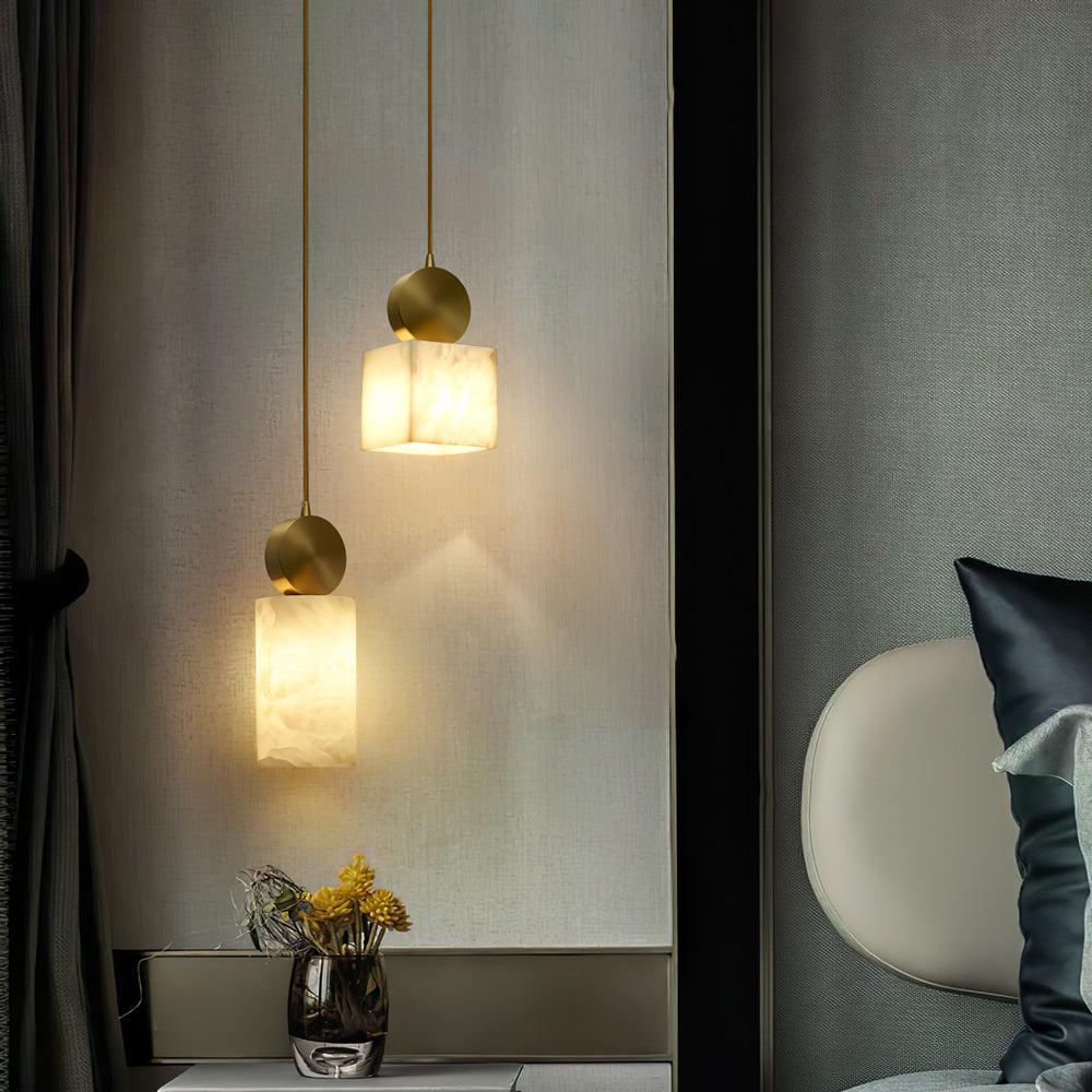 Lyrindis Cylinder Alabaster Pendant Light - Blowlighting