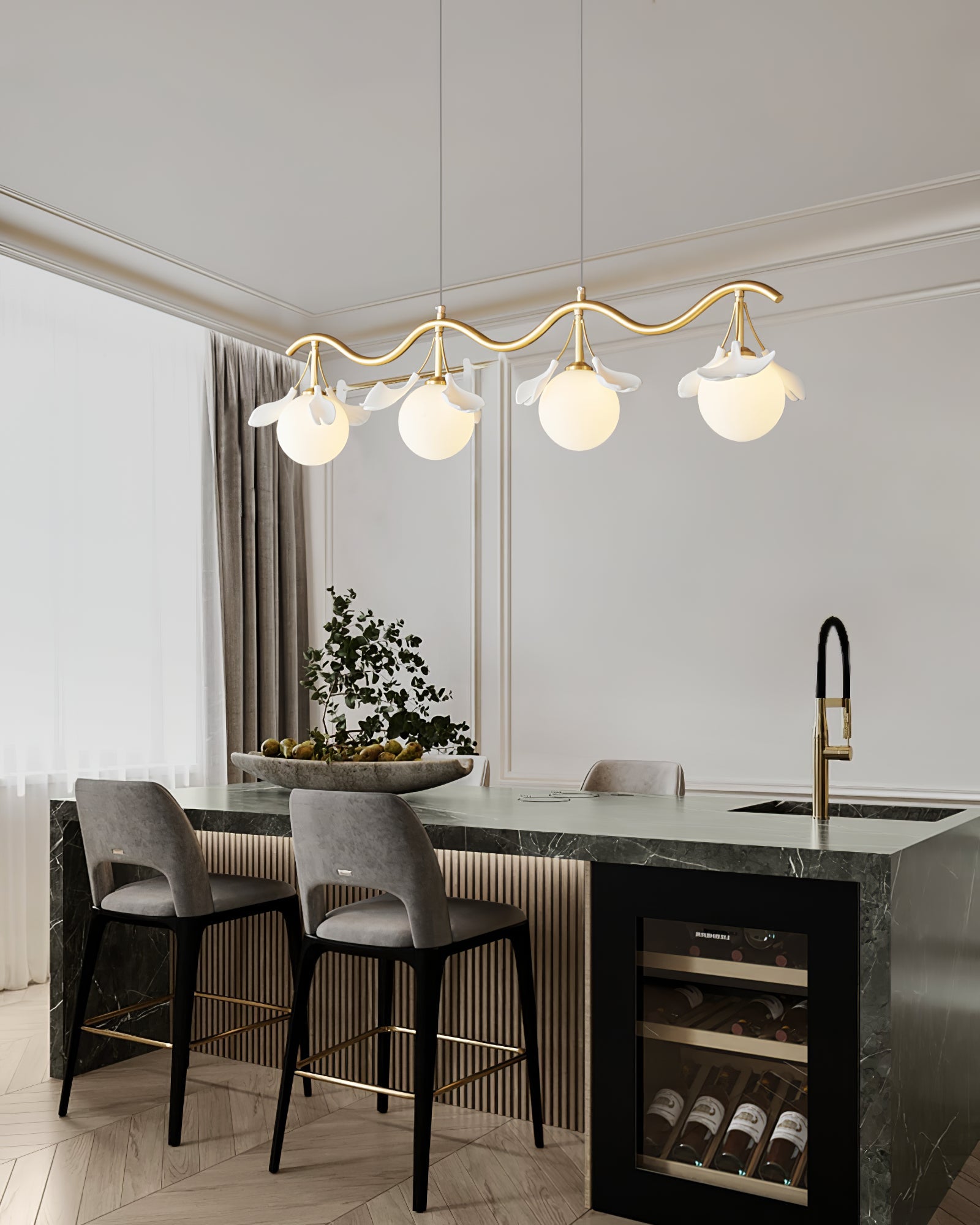 Evenielis Floral Brass Chandelier - Blowlighting