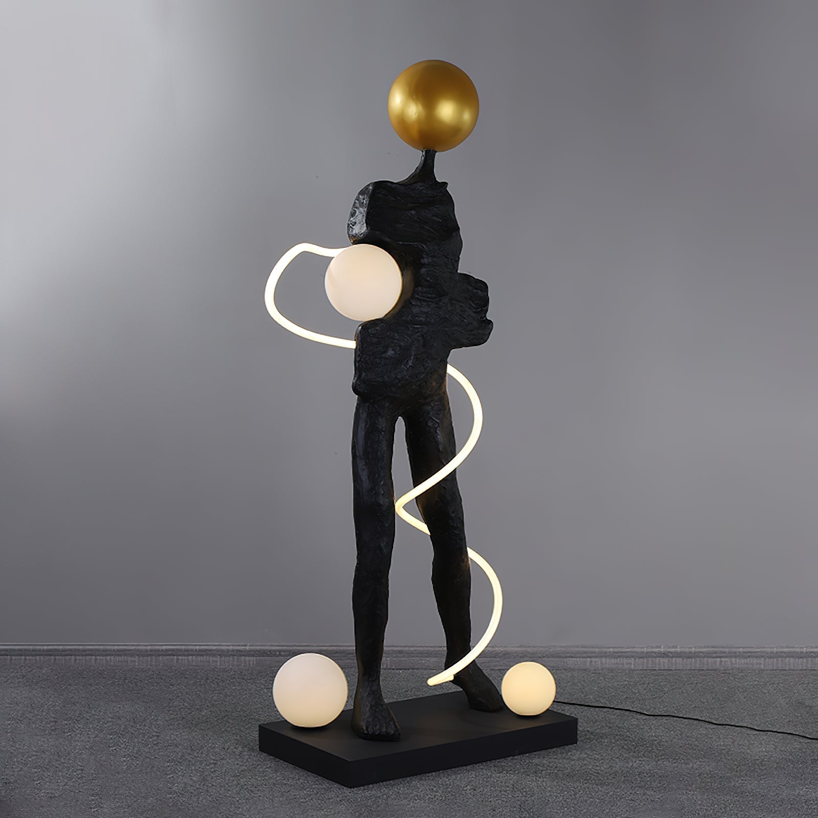 Nycaran Sculptural Black Metal Floor Lamp - Blowlighting