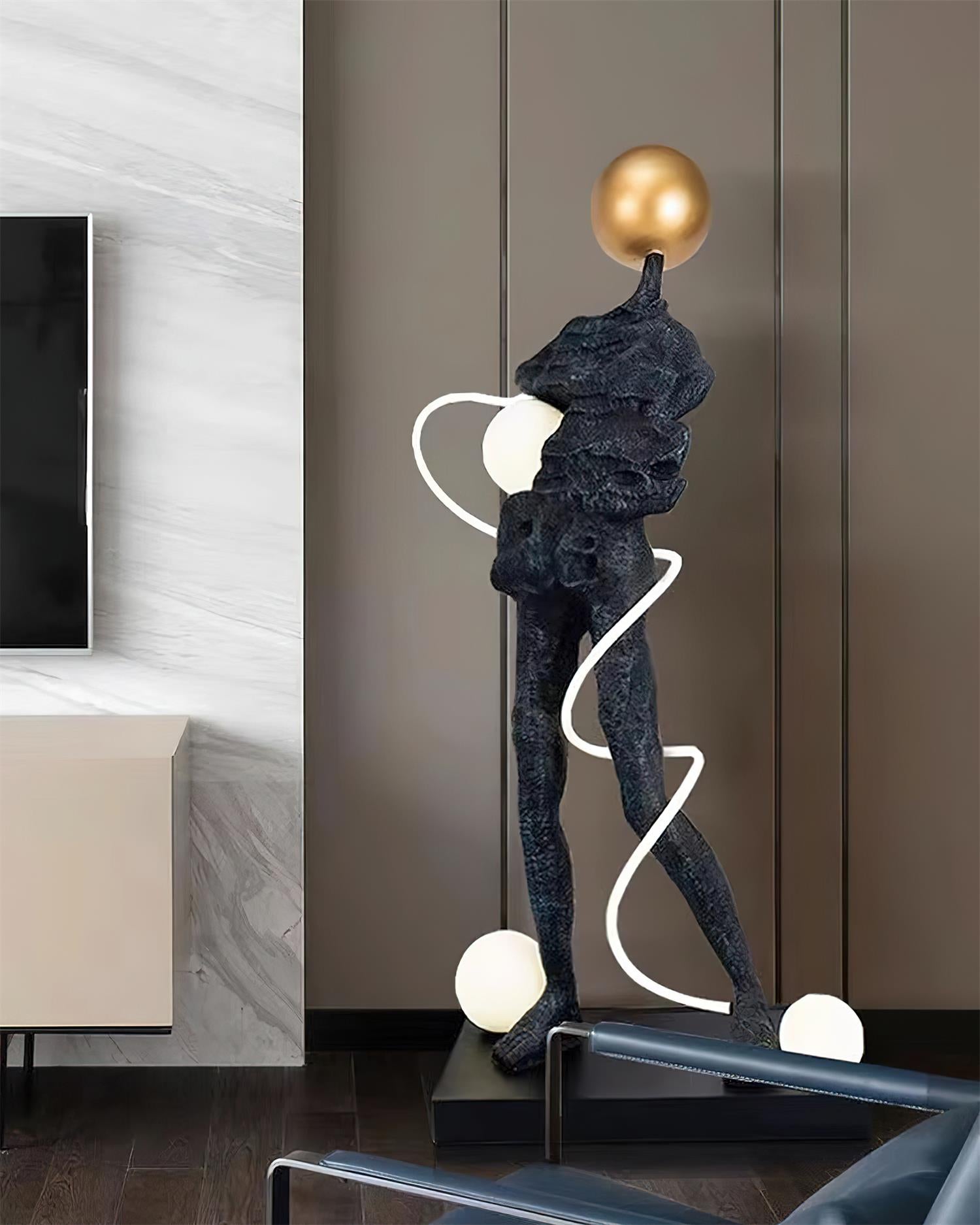 Nycaran Sculptural Black Metal Floor Lamp - Blowlighting