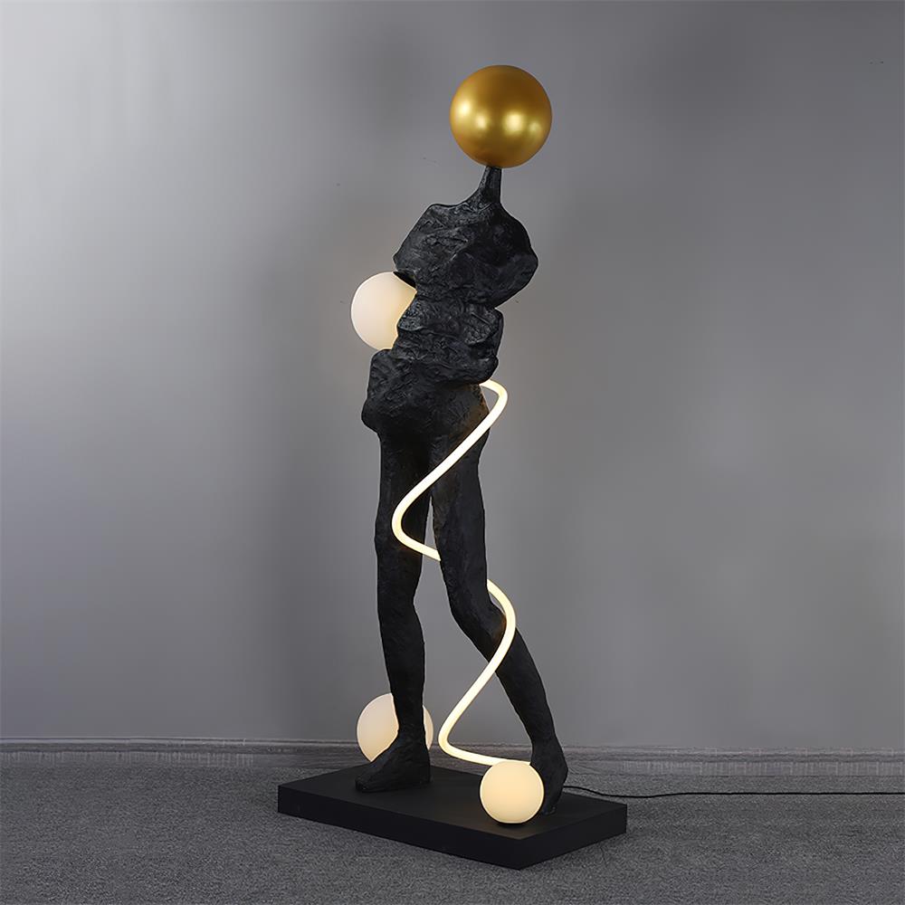 Nycaran Sculptural Black Metal Floor Lamp - Blowlighting