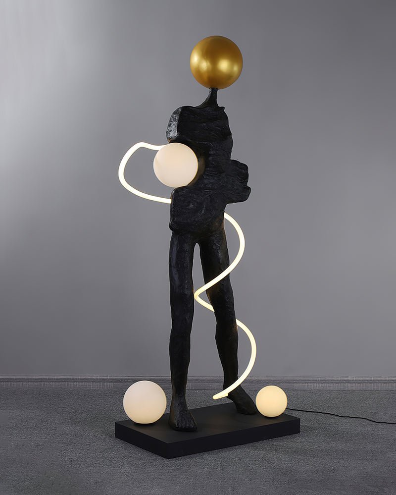 Nycaran Sculptural Black Metal Floor Lamp - Blowlighting