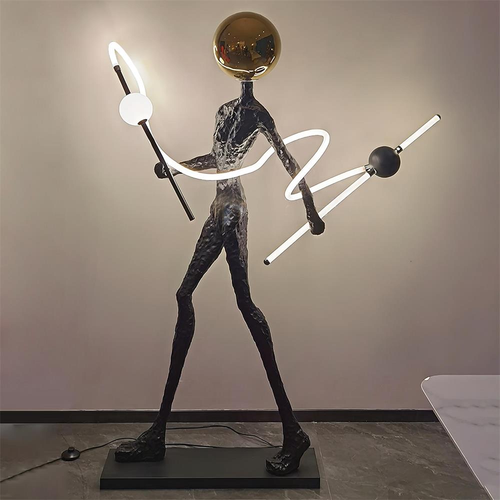 Nycaran Sculptural Black Metal Floor Lamp - Blowlighting