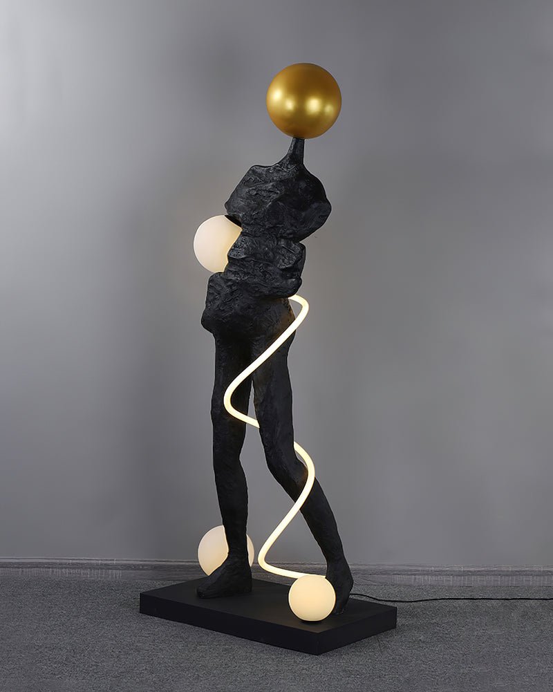 Nycaran Sculptural Black Metal Floor Lamp - Blowlighting