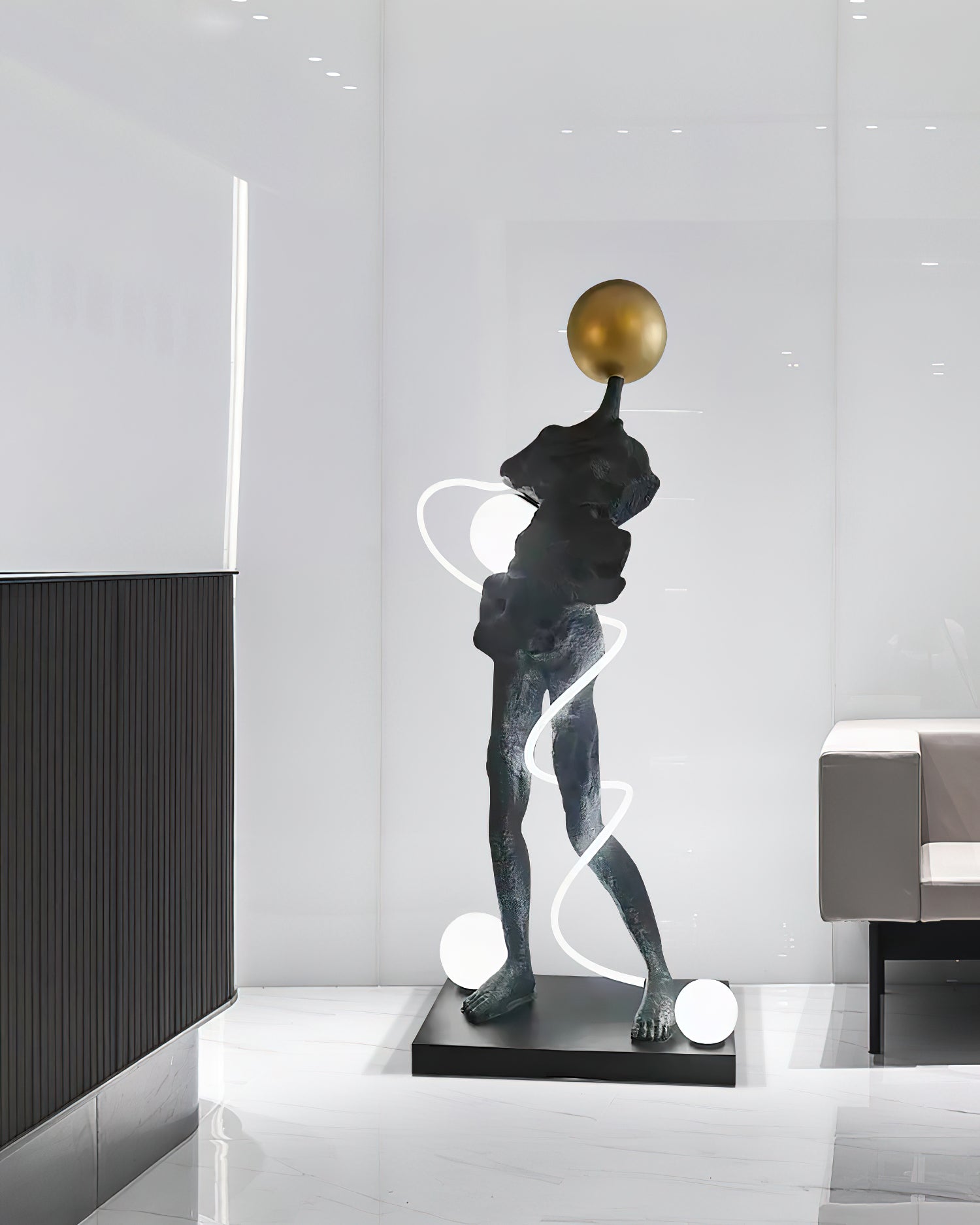 Nycaran Sculptural Black Metal Floor Lamp - Blowlighting