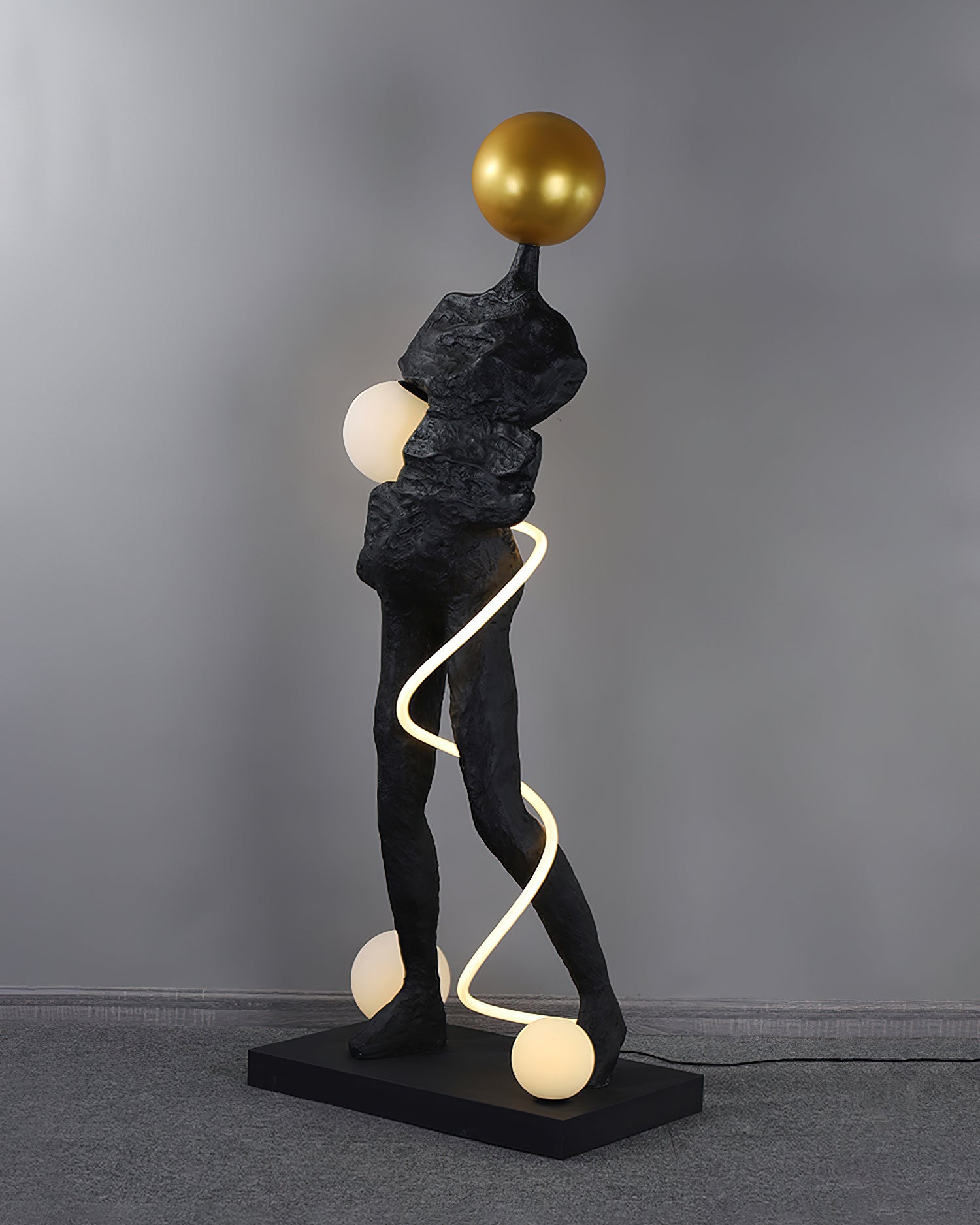 Nycaran Sculptural Black Metal Floor Lamp - Blowlighting