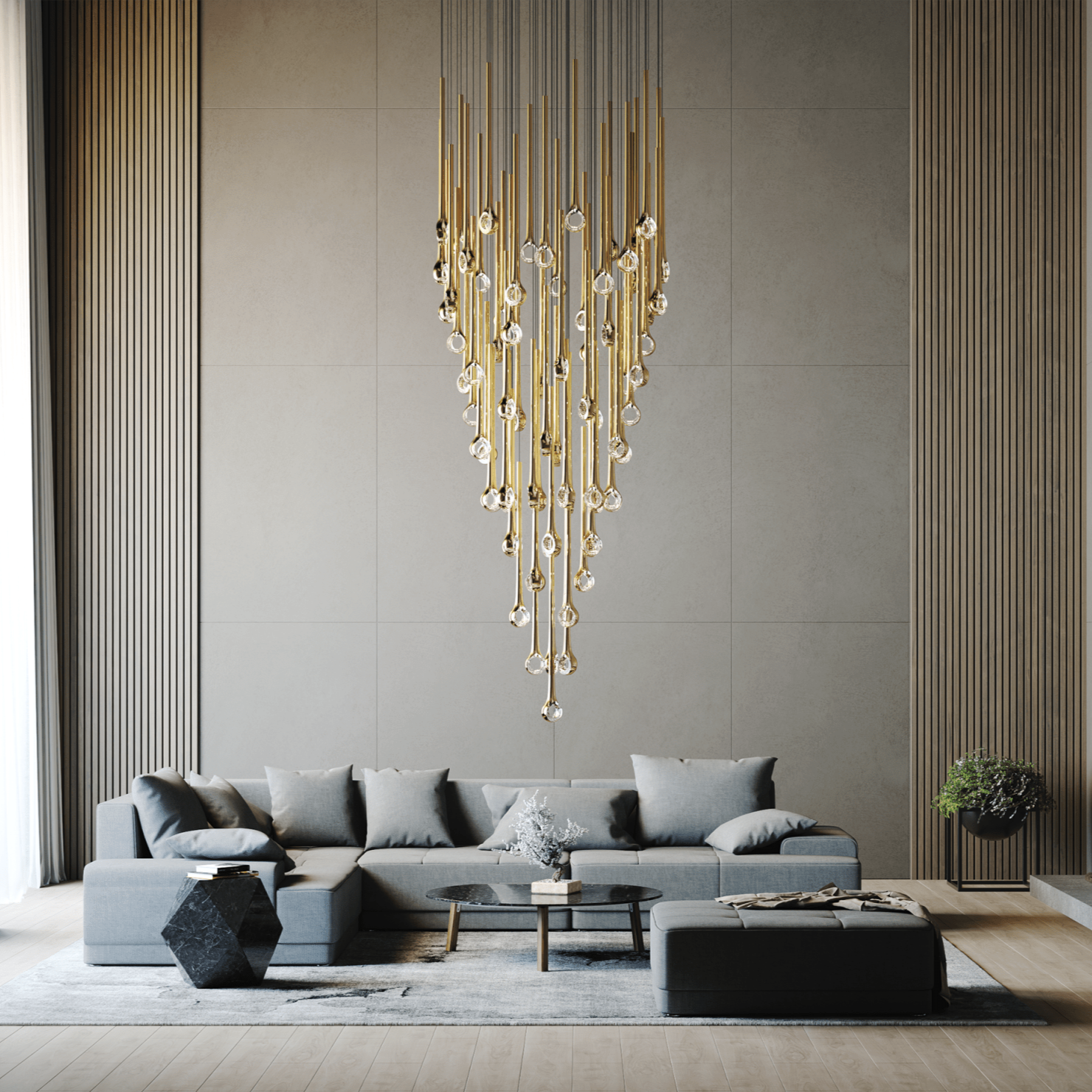 Cicarir Gradient Gold Glass Chandelier - Blowlighting