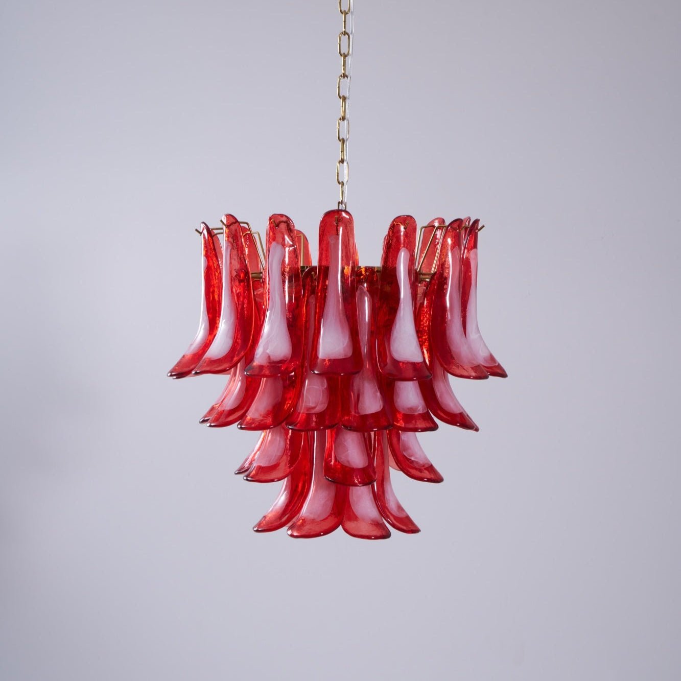 Aurora Chandelier Red Petal Glass Layered Artistic - Blowlighting