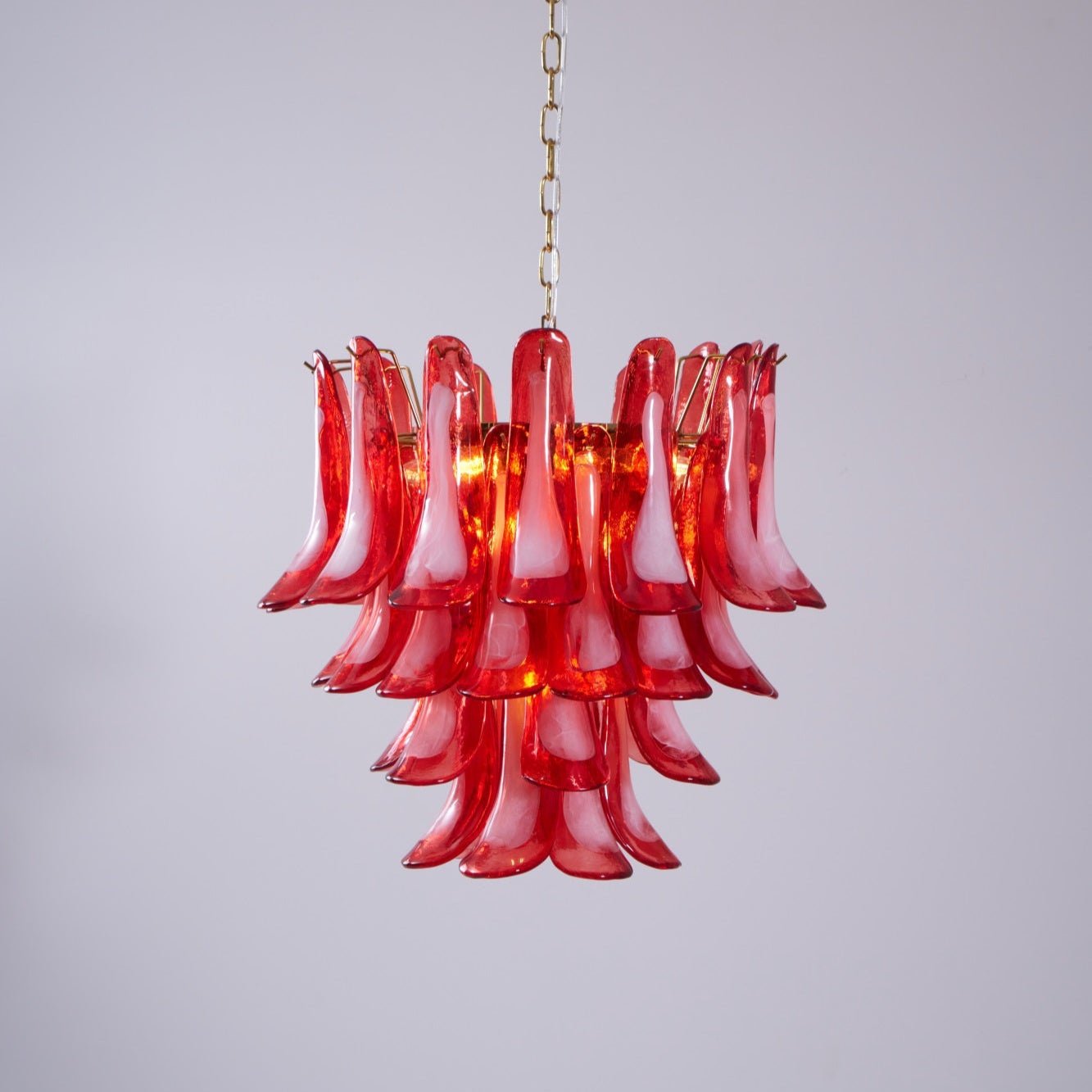 Aurora Chandelier Red Petal Glass Layered Artistic - Blowlighting