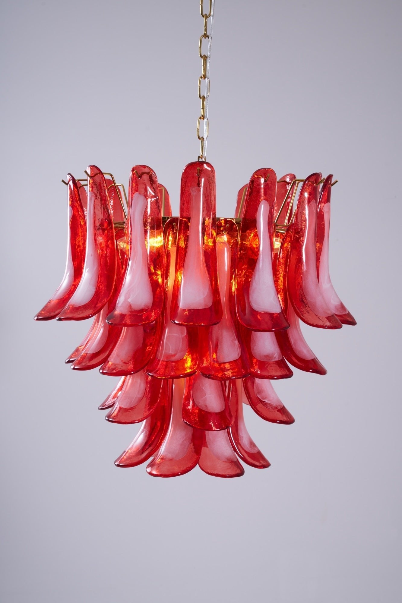 Aurora Chandelier Red Petal Glass Layered Artistic - Blowlighting