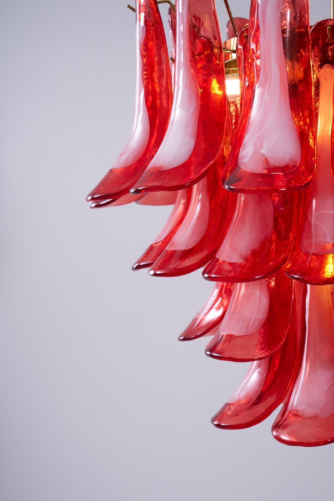 Aurora Chandelier Red Petal Glass Layered Artistic - Blowlighting