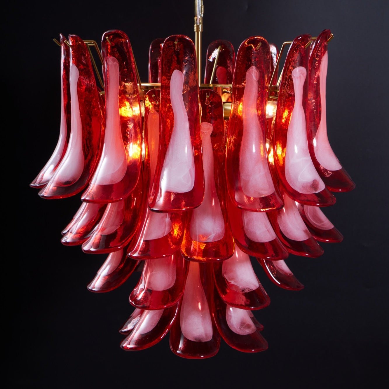 Aurora Chandelier Red Petal Glass Layered Artistic - Blowlighting