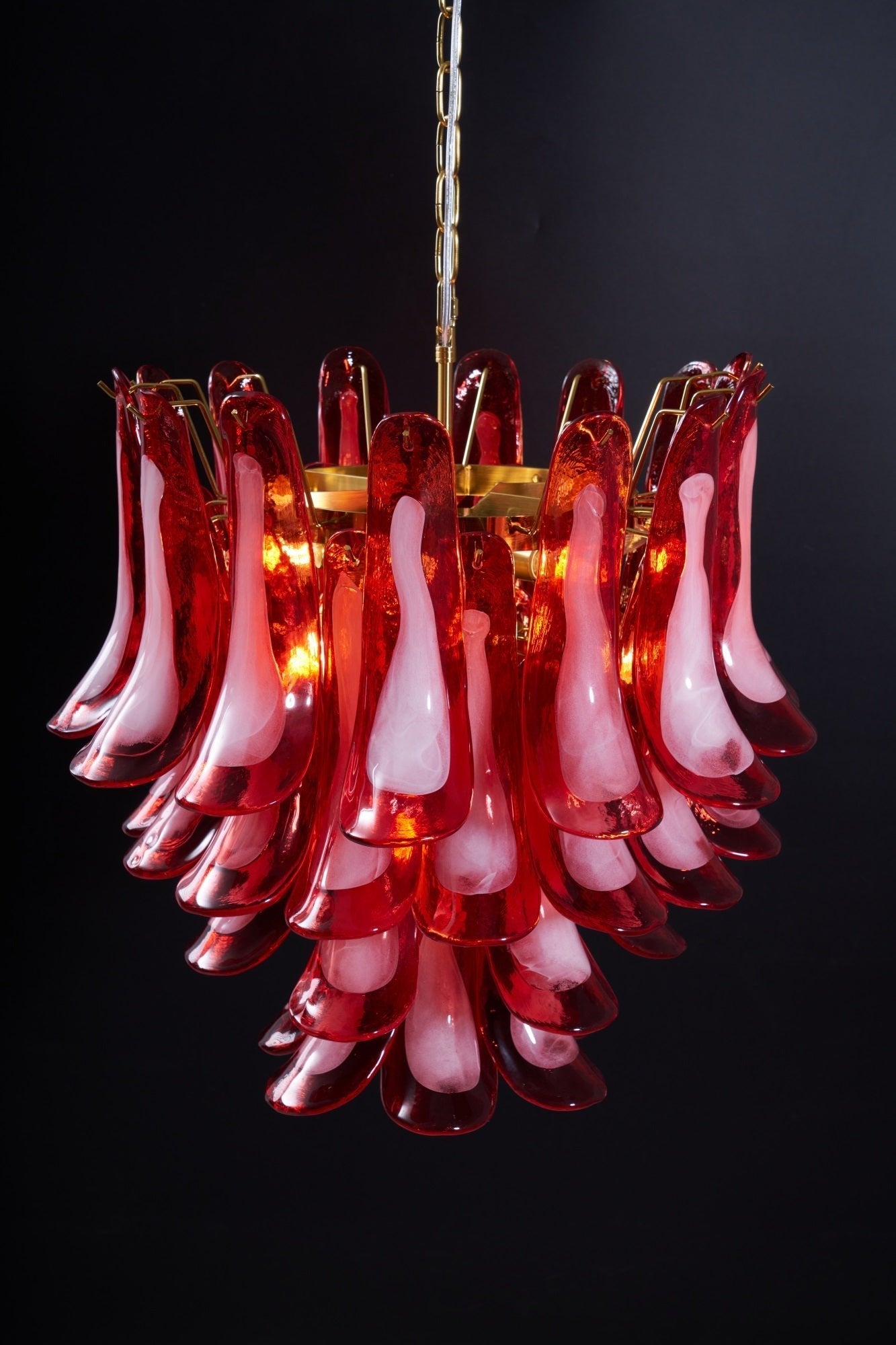 Aurora Chandelier Red Petal Glass Layered Artistic - Blowlighting
