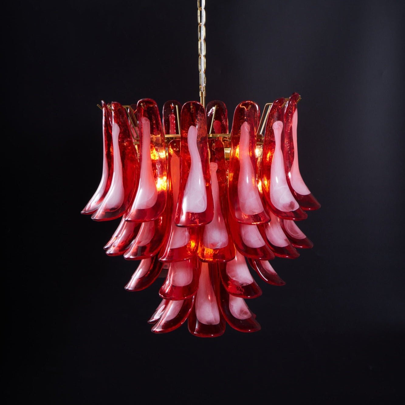Aurora Chandelier Red Petal Glass Layered Artistic - Blowlighting