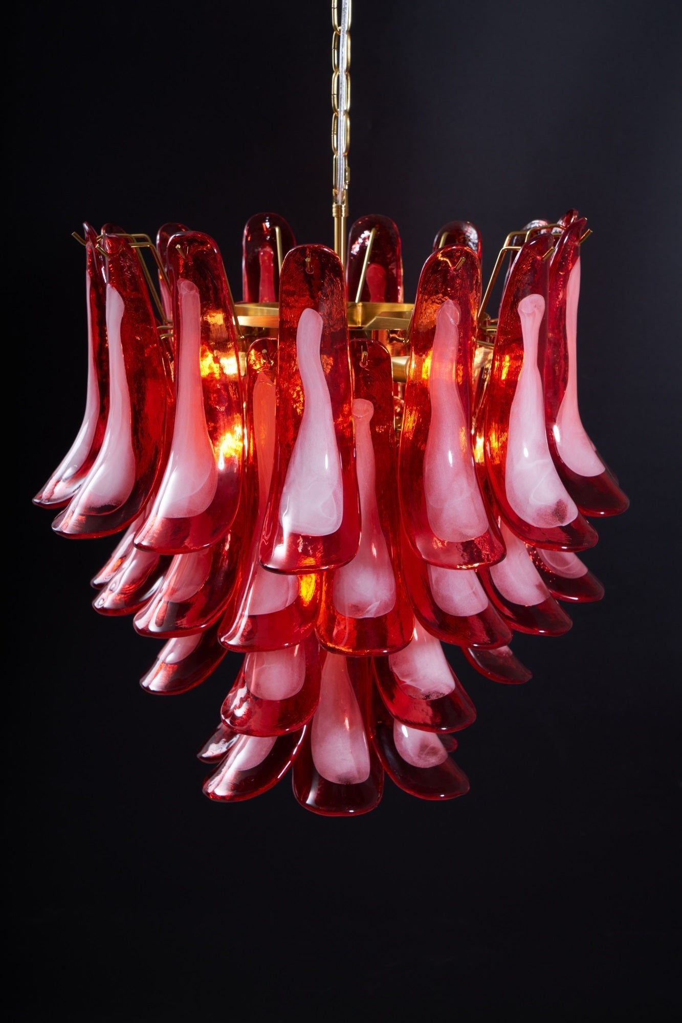 Aurora Chandelier Red Petal Glass Layered Artistic - Blowlighting