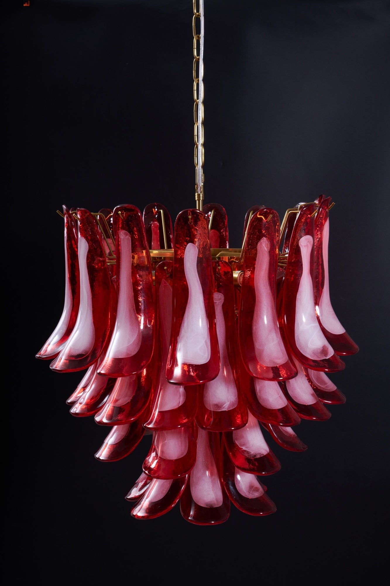Aurora Chandelier Red Petal Glass Layered Artistic - Blowlighting