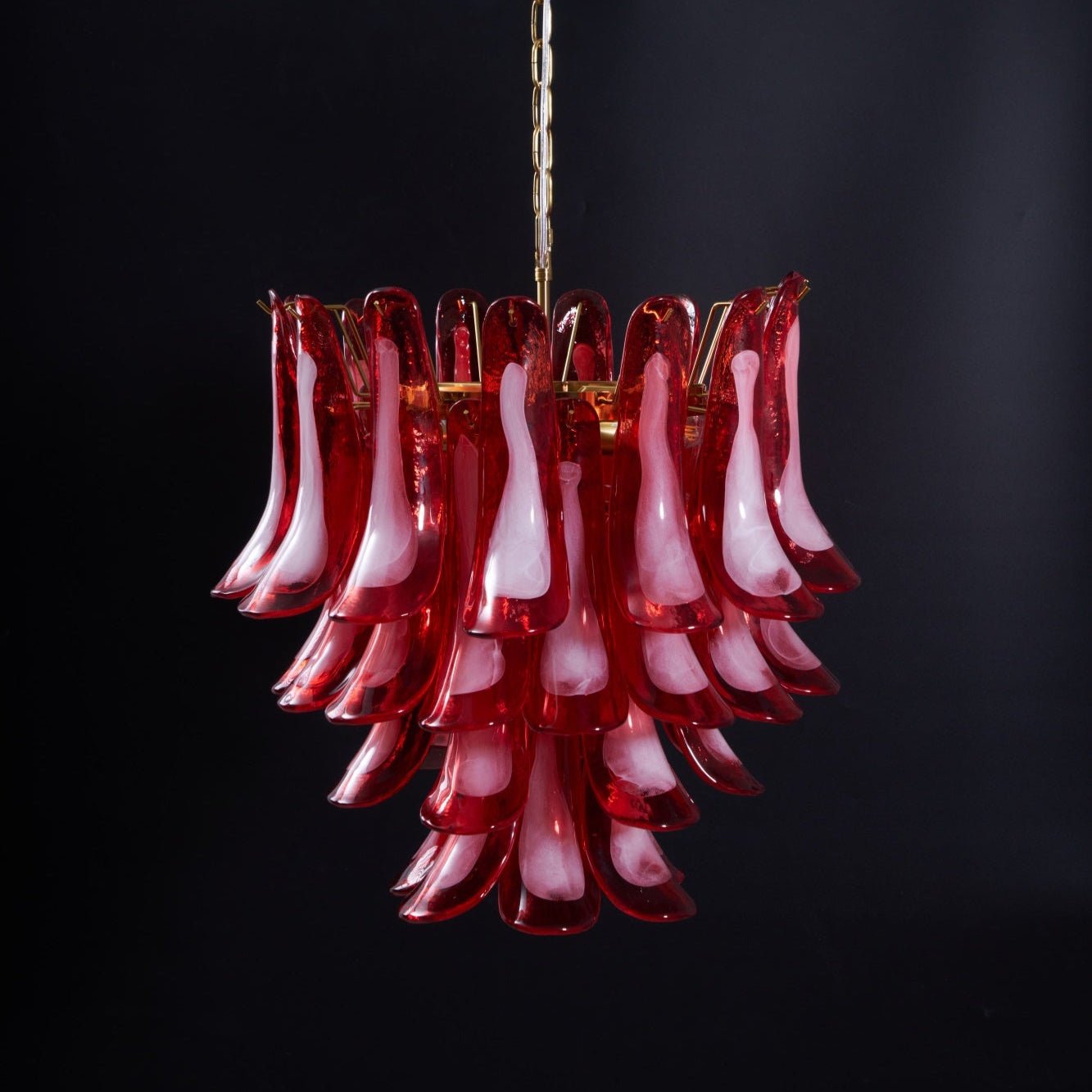 Aurora Chandelier Red Petal Glass Layered Artistic - Blowlighting