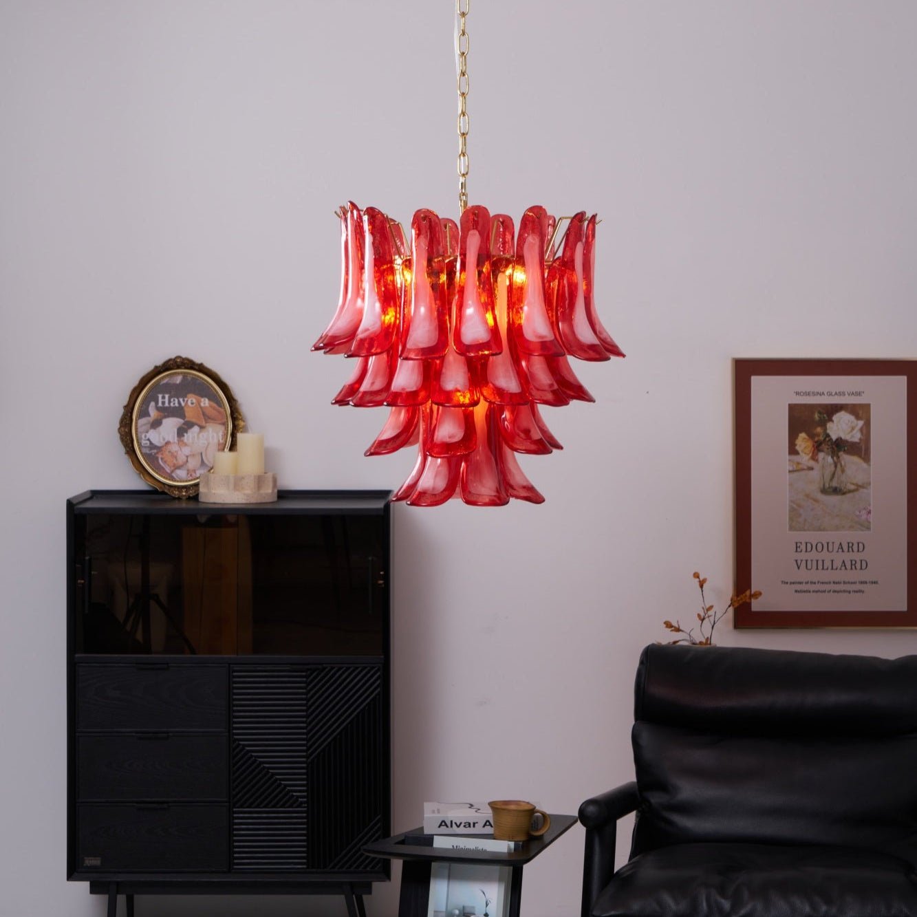 Aurora Chandelier Red Petal Glass Layered Artistic - Blowlighting