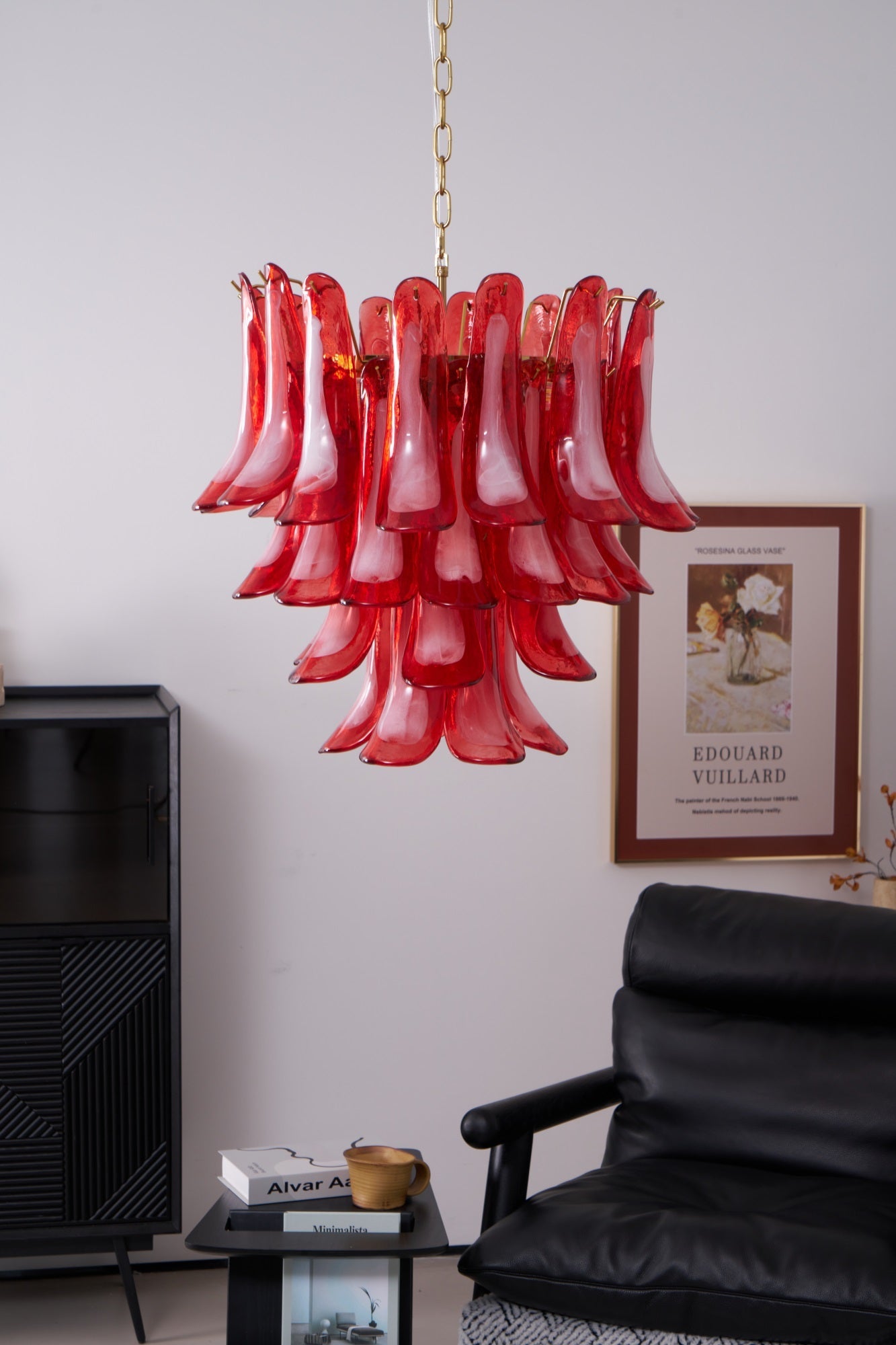 Aurora Chandelier Red Petal Glass Layered Artistic - Blowlighting