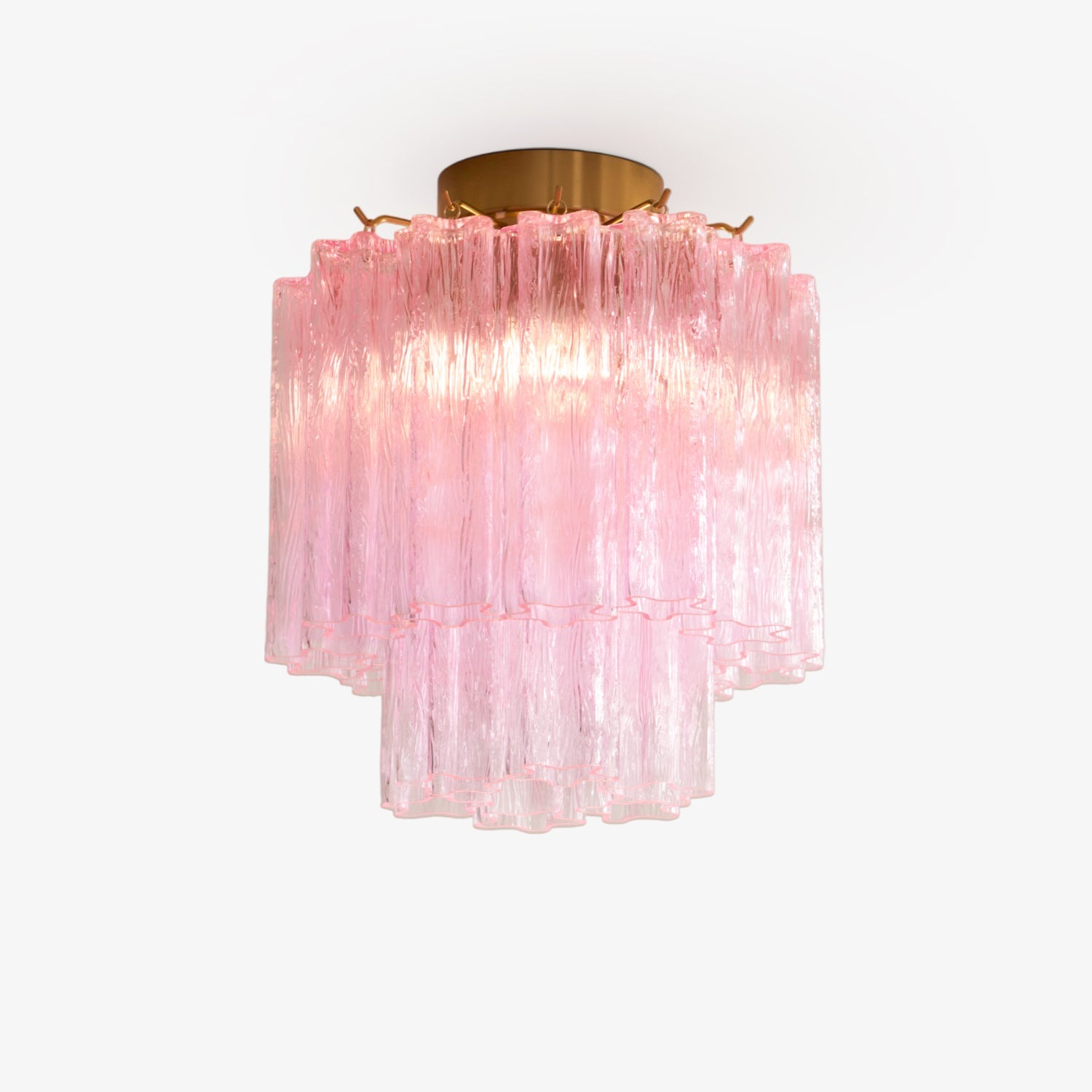 Aurora Ceiling Lamp Pink Murano Glass Tiered Modern Flush - Blowlighting
