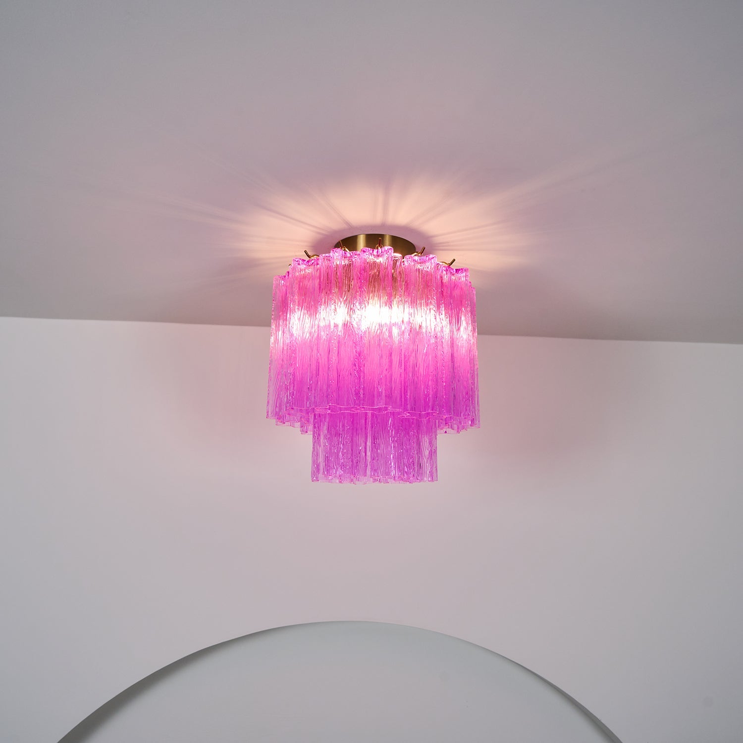 Aurora Ceiling Lamp Purple Murano Glass Tiered Flush Mount - Blowlighting