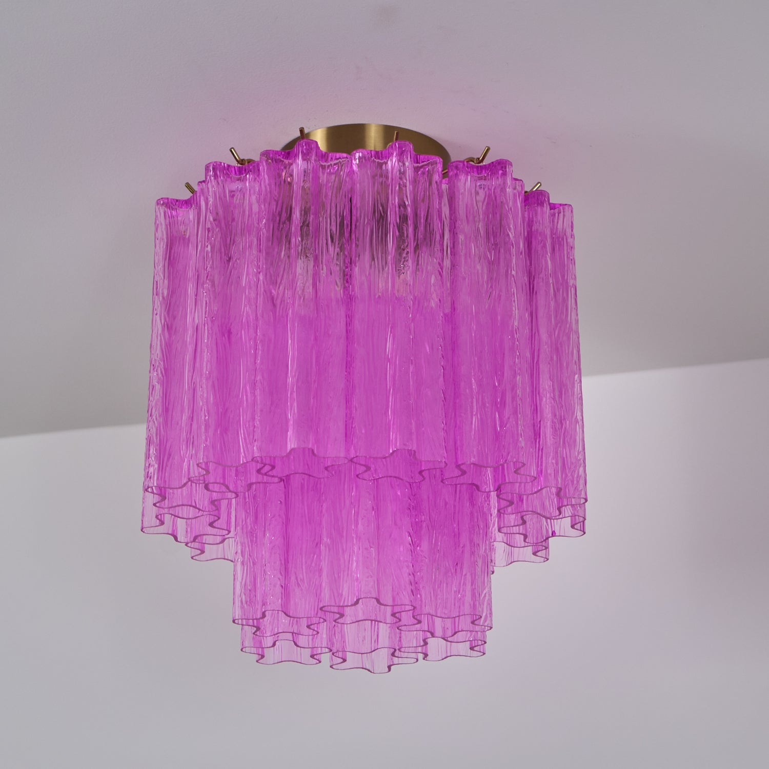 Aurora Ceiling Lamp Purple Murano Glass Tiered Flush Mount - Blowlighting