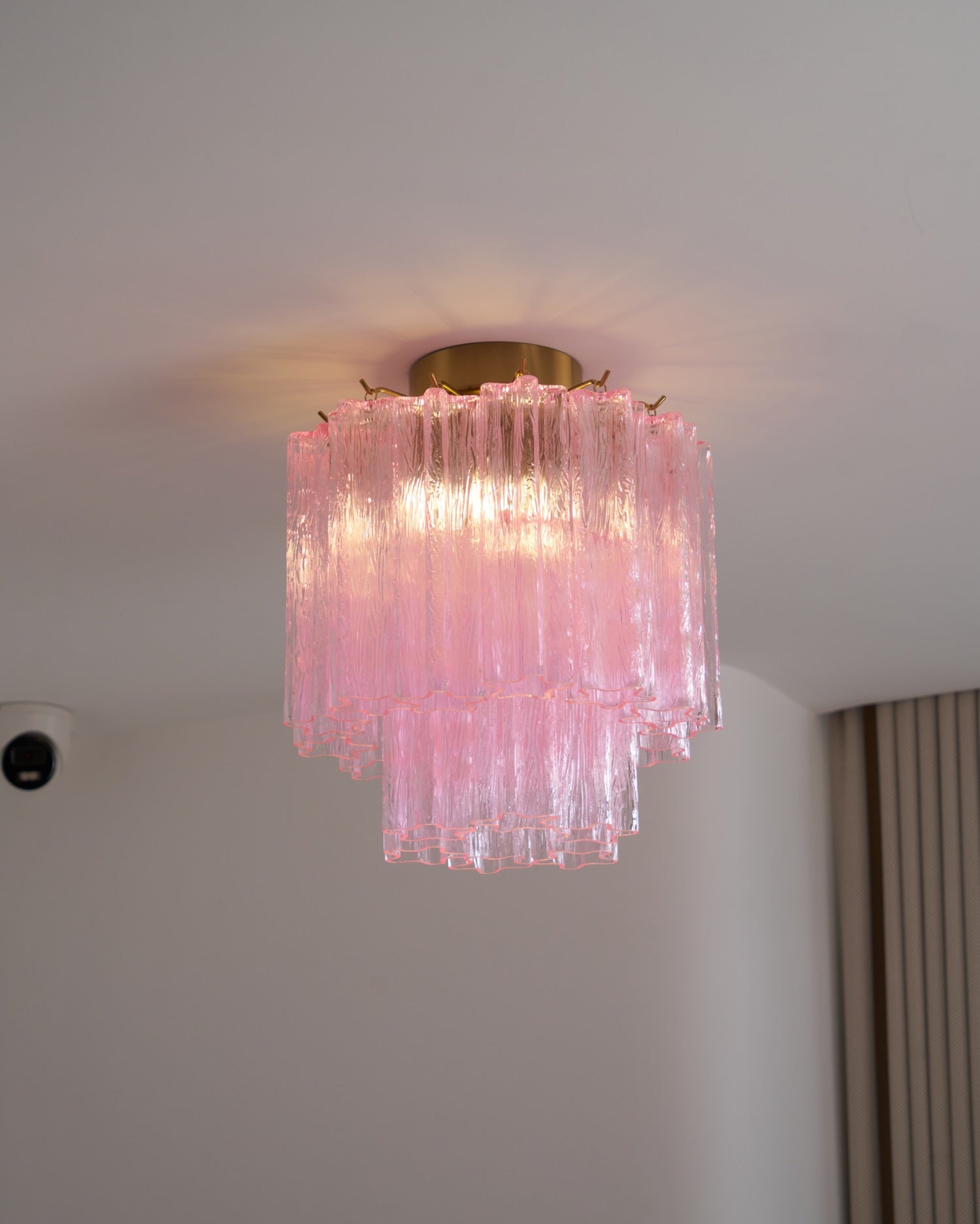 Aurora Ceiling Lamp Pink Murano Glass Tiered Modern Flush - Blowlighting